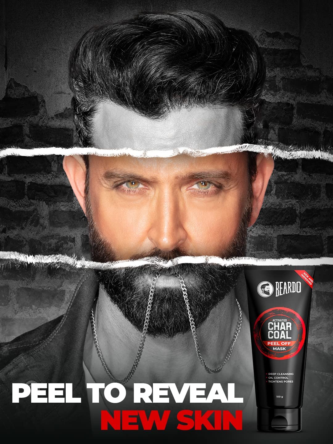 Beardo Activated Charcoal Peel Off Face Mask for Men - 100g Deep Cleansing Mask for Oily Skin | Detoxifying & Blackhead Removal | Glowing Skin Care | Perfect for Daily Skincare Routine & Spa Night