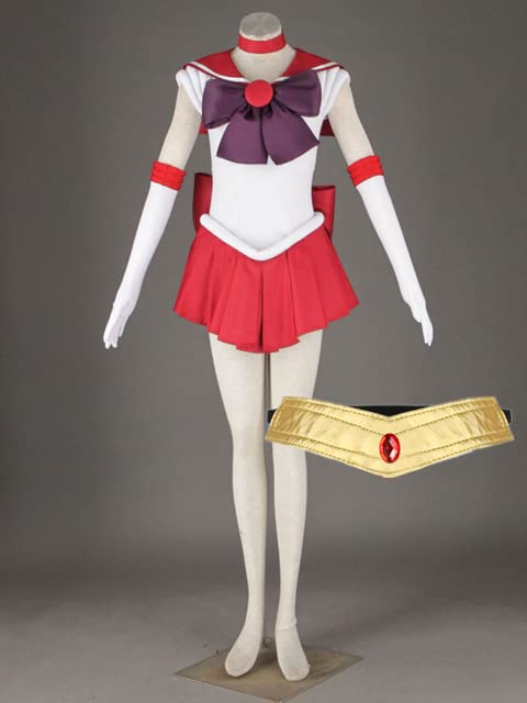 Anime Sailor Mars Cosplay Costume Set with Dress, Gloves & Bows - Custom Made for Kids & Adults - Perfect for Halloween, Cosplay Events & Anime Conventions