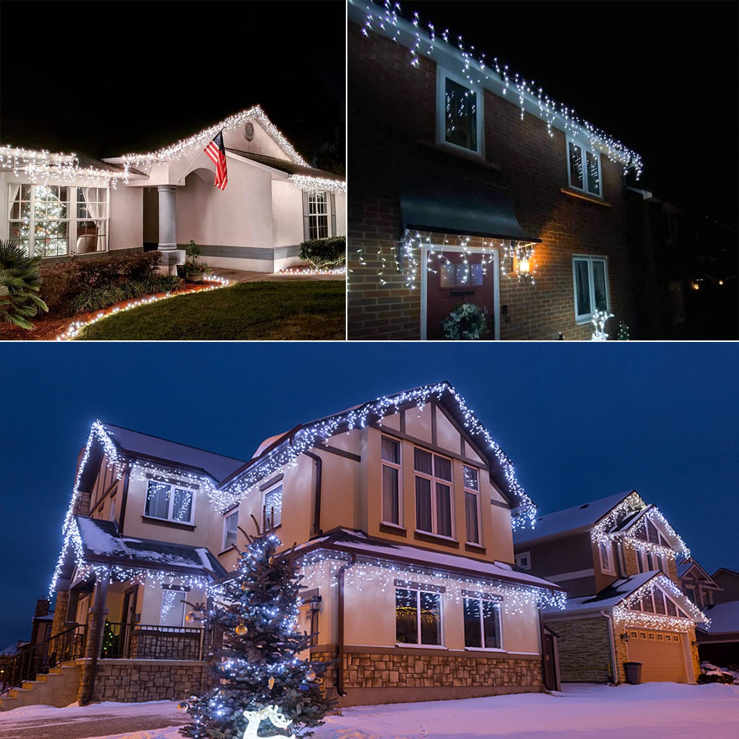 400 LED Icicle Christmas Lights Outdoor 33ft - Waterproof Plug-in Twinkle Lights with 8 Modes & Timer for Holiday Decor, Wedding, House - Cool White | Perfect for Roof, Garden, Patio, and Indoor Christmas Decorations
