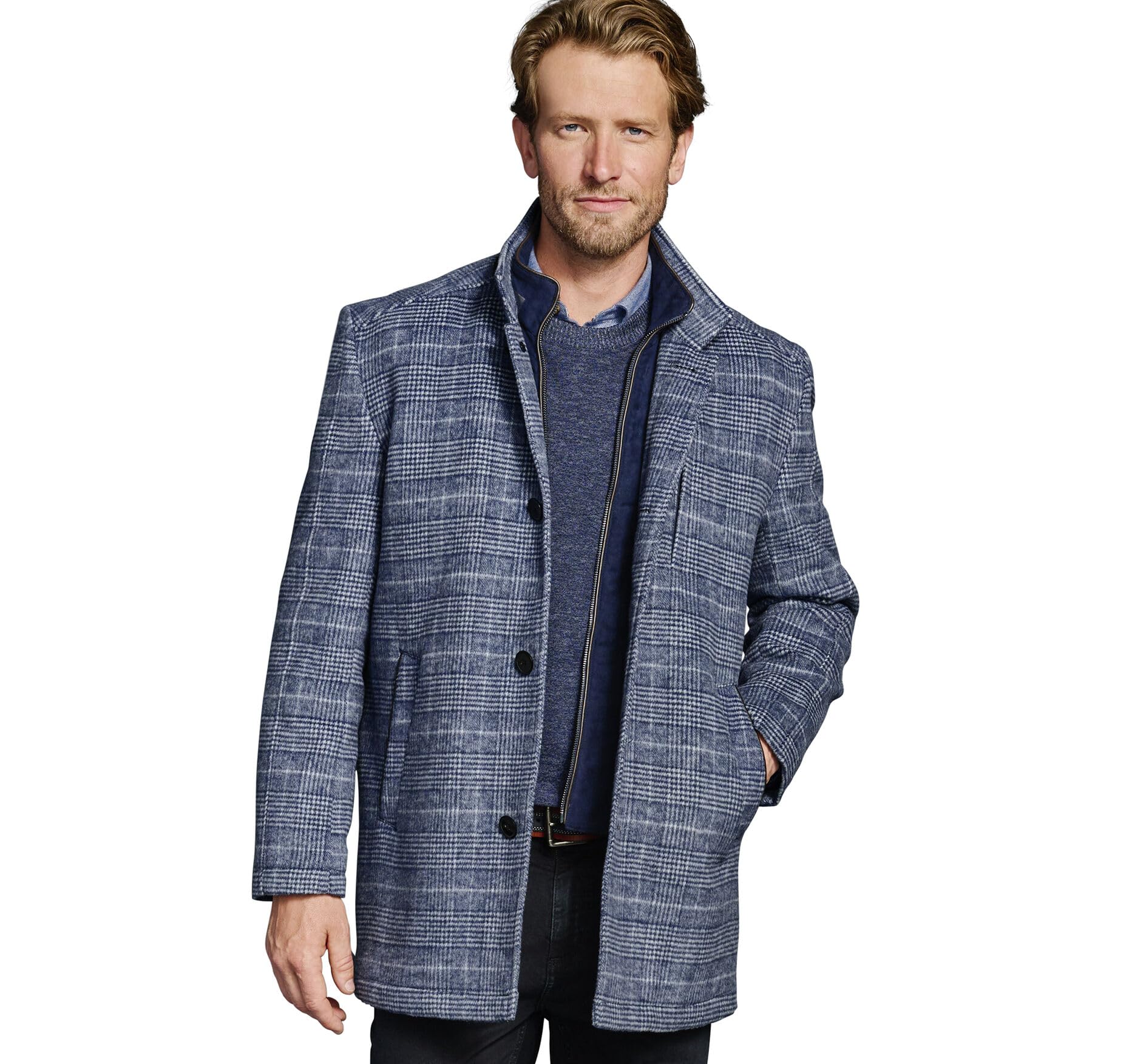 Johnston & Murphy Upton Men's Car Coat - Classic Plaid Winter Jacket for Men | Warm & Stylish Outerwear for Casual Wear, Office & Outdoor Activities