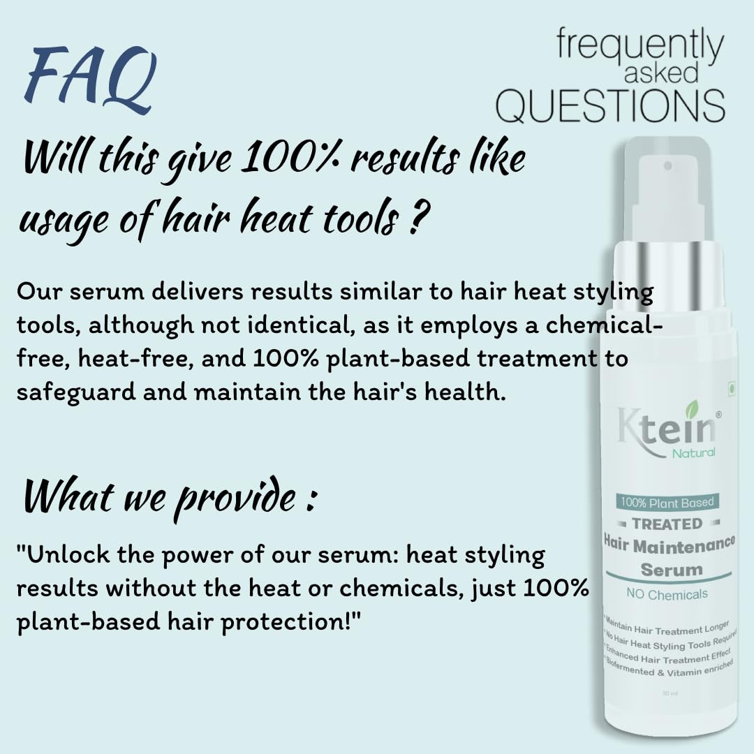 Ktein 100% Plant-Based Hair Growth Serum for Thicker, Stronger Hair - Vegan & Cruelty-Free Hair Treatment for Damaged Hair Repair & Scalp Nourishment - Perfect for Daily Use at Home or Salon