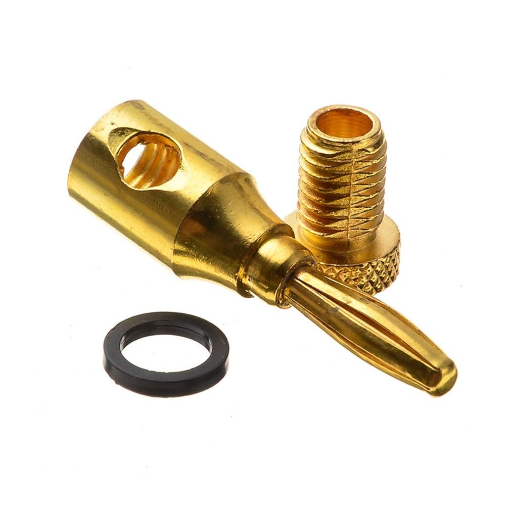 20PCS 4mm 24K Gold Plated Banana Plug Connectors - High Quality Speaker Wire Cable Connectors for Amplifier & Audio Equipment | Perfect for Home Theater, Studio Setup & DIY Audio Projects