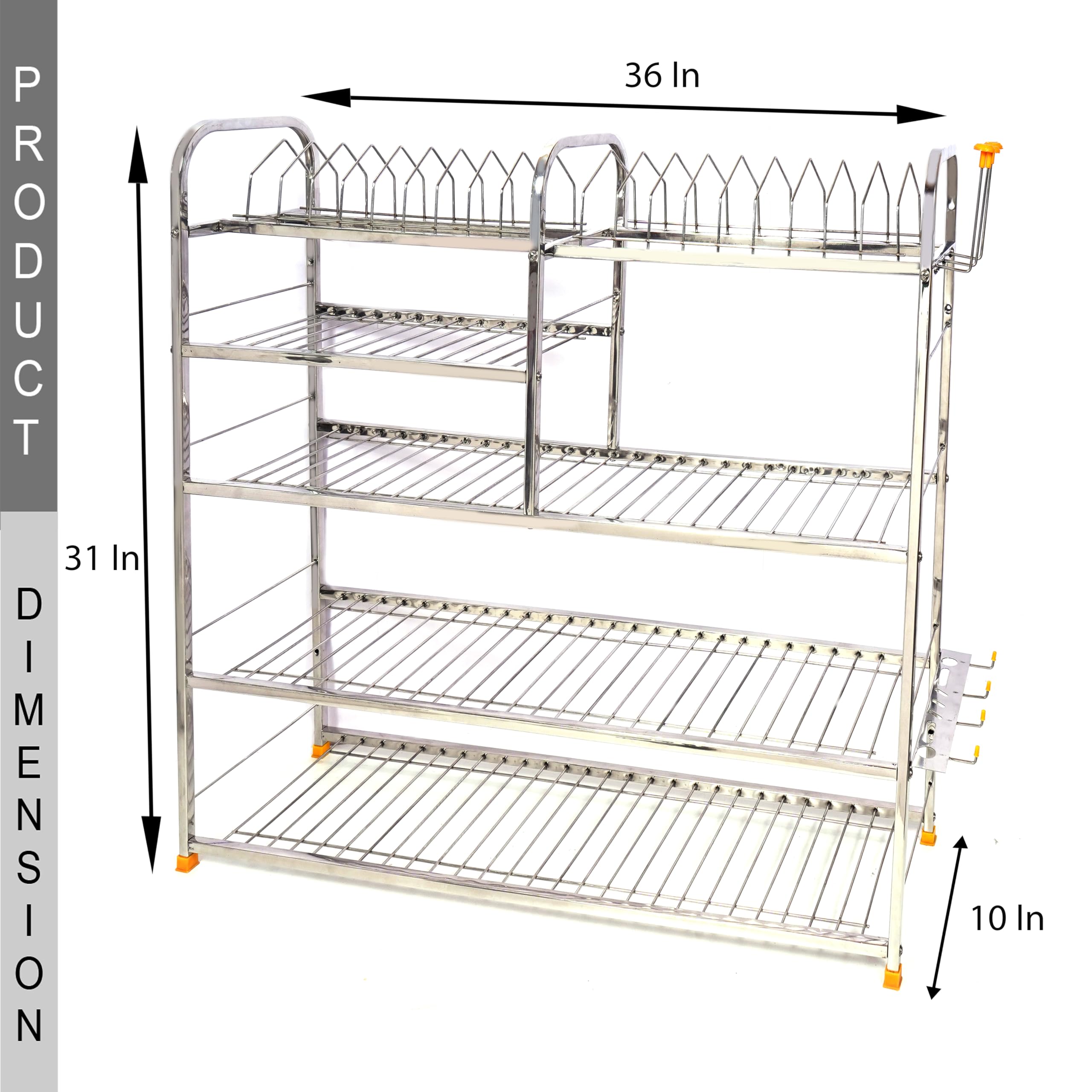 NAVUM ROSHANI Stainless Steel Wall Mount Kitchen Dish Rack Organizer | Cutlery & Plate Holder | Modular Kitchen Storage Stand (31
