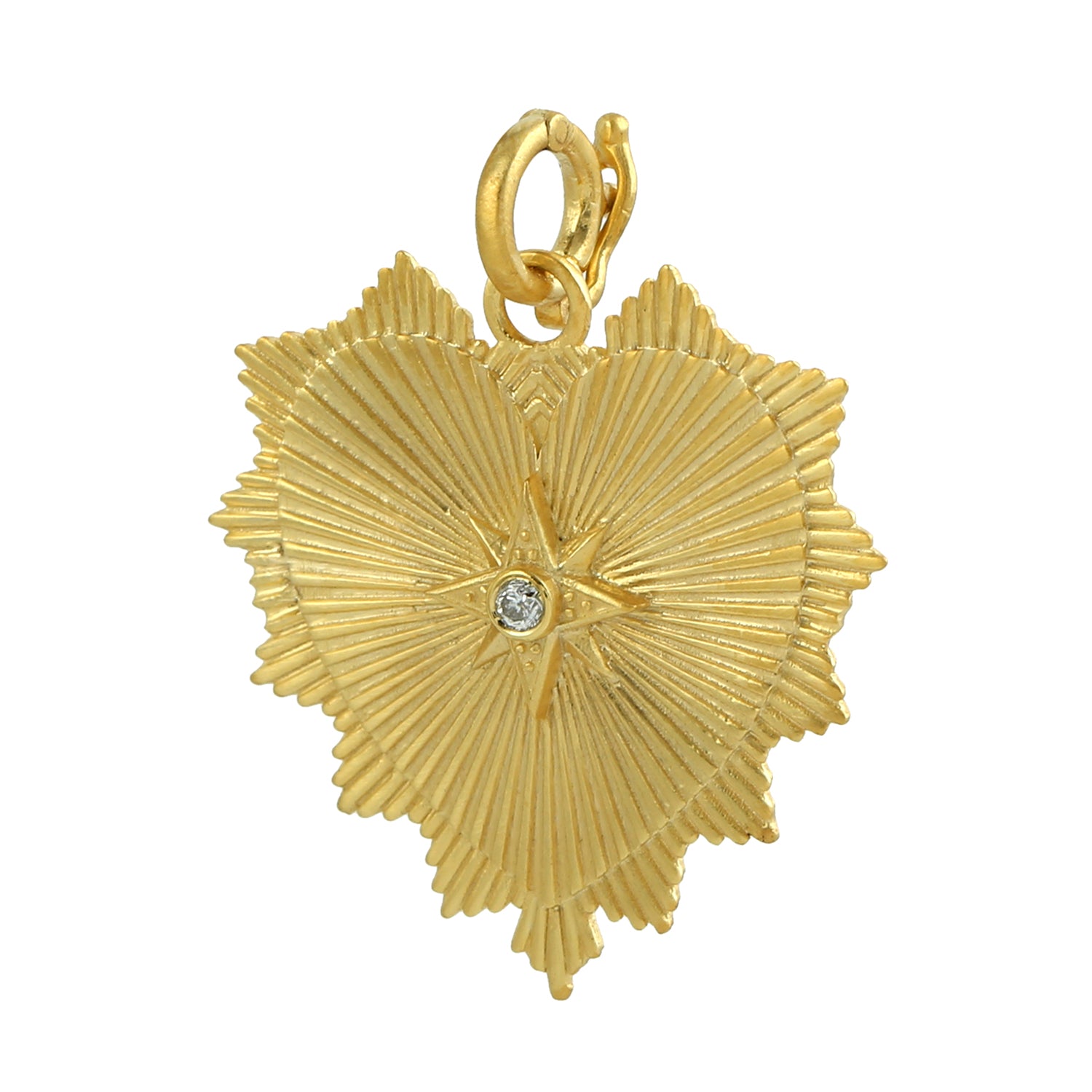 14K Yellow Gold Oversized Heart Pendant with Bezel Set Diamond - Elegant Women's Jewelry Gift for Valentine's Day, Anniversary & Special Occasions