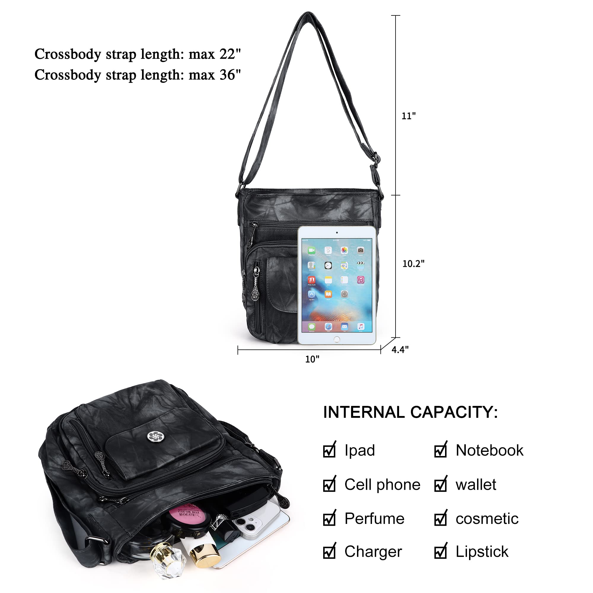 Angel Kiss Vegan Leather Crossbody Bag for Women - Adjustable Strap Small Shoulder Purse | Perfect for Everyday Use, Travel & Shopping