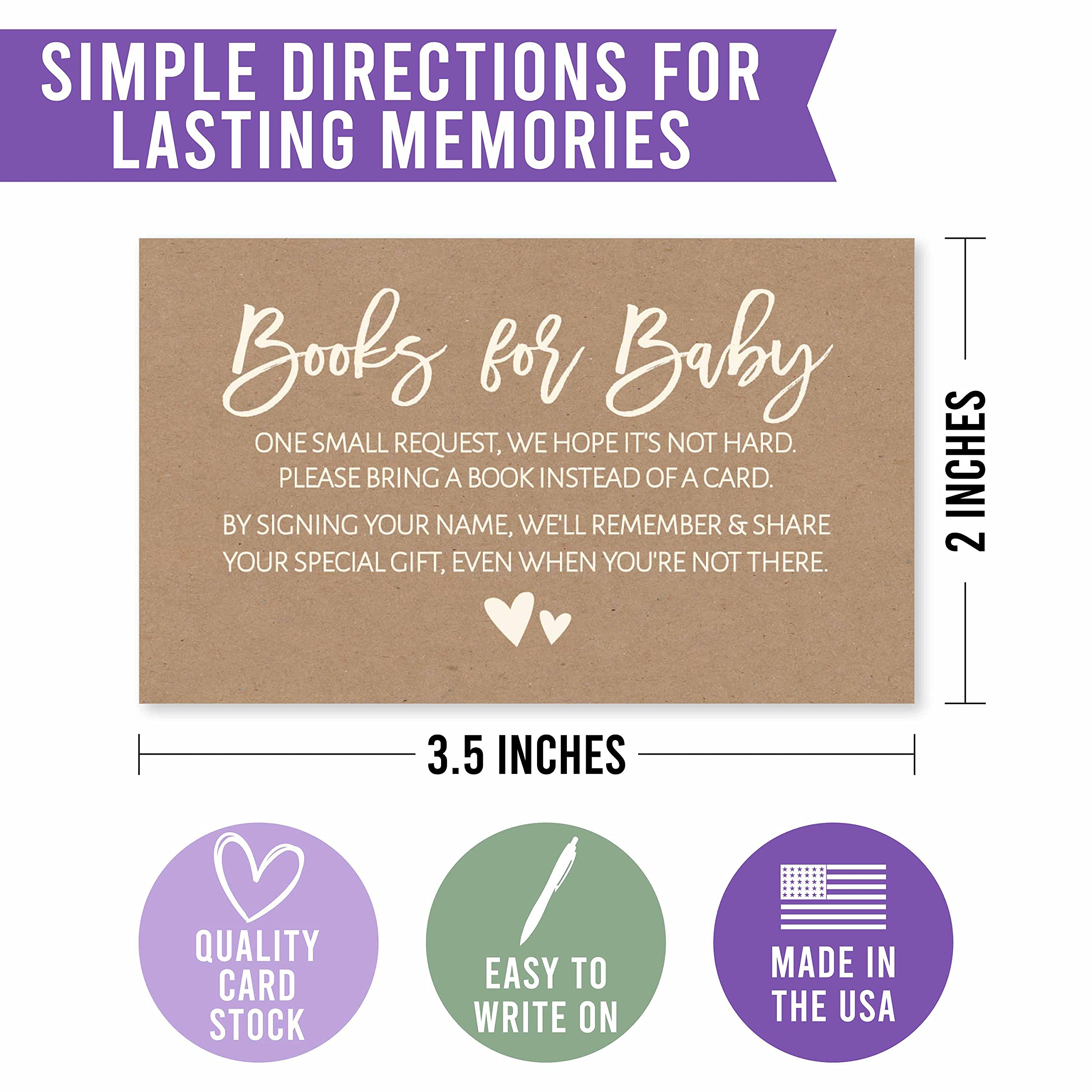 Hadley Designs 25-Piece Baby Shower Book Request Set - Rustic Guest Book Alternative with Invitation Inserts | Bring a Book Instead of a Card | Perfect for Baby Registry, Gender Reveal Parties & Nursery Decor
