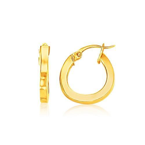 14K Yellow Gold Small Flat Hoop Earrings for Women - Minimalist Dainty Everyday Studs for Casual Wear & Gift Giving