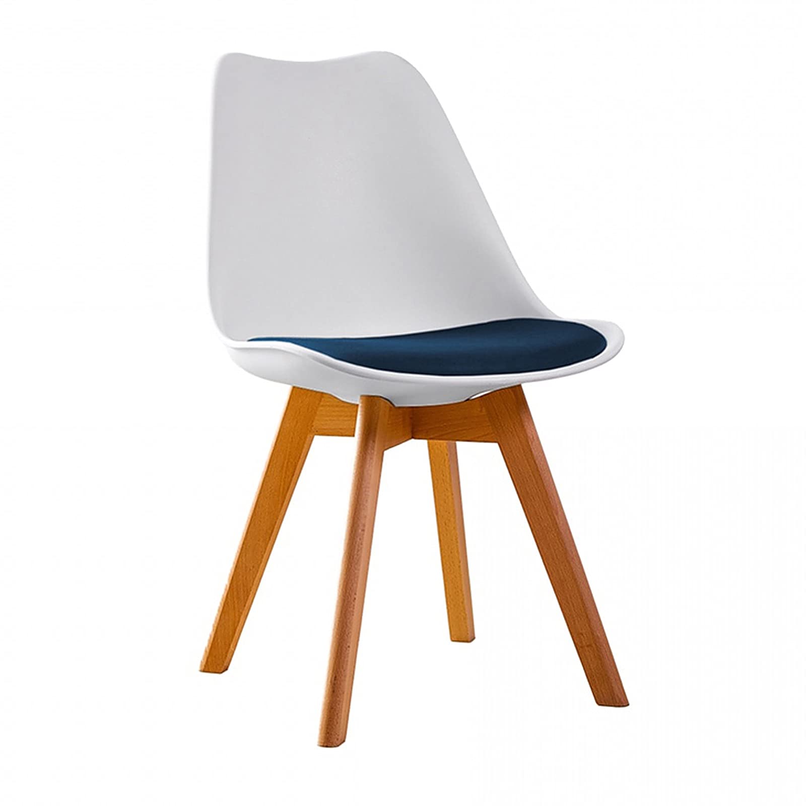 Modern Upholstered PU Faux Leather Dining Chairs with Beech Wood Legs - White Blue Contemporary Side Chairs for Kitchen, Dining Room, Bedroom & Living Room | Perfect for Home Decor, Family Gatherings and Daily Use