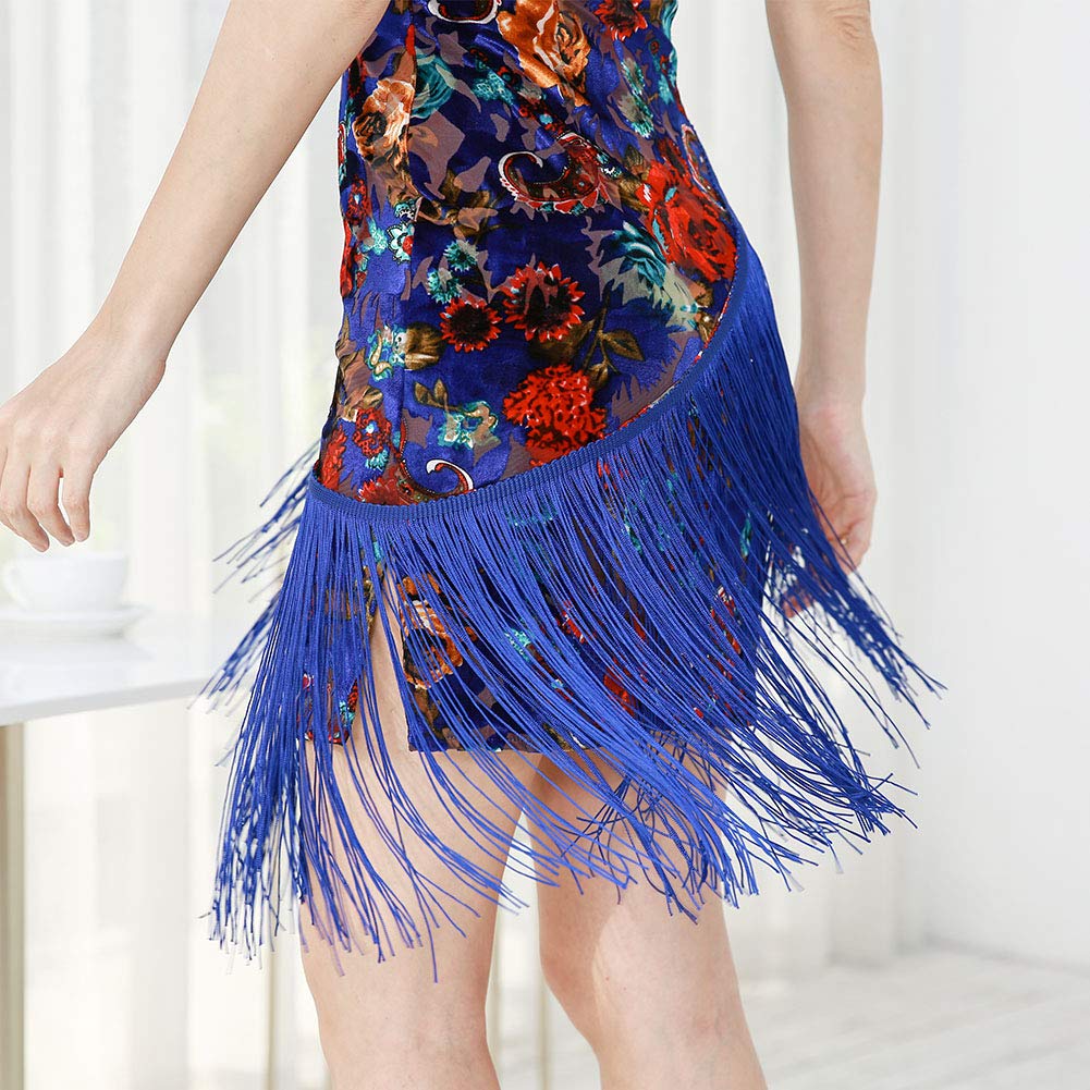 ROYAL SMEELA Women's Latin Dance Dress with Fringe - Flapper Cocktail Party & Ballroom Rumba Belly Dancing Costume in Dark Blue | Perfect for Salsa, Tango, Performances & Themed Parties