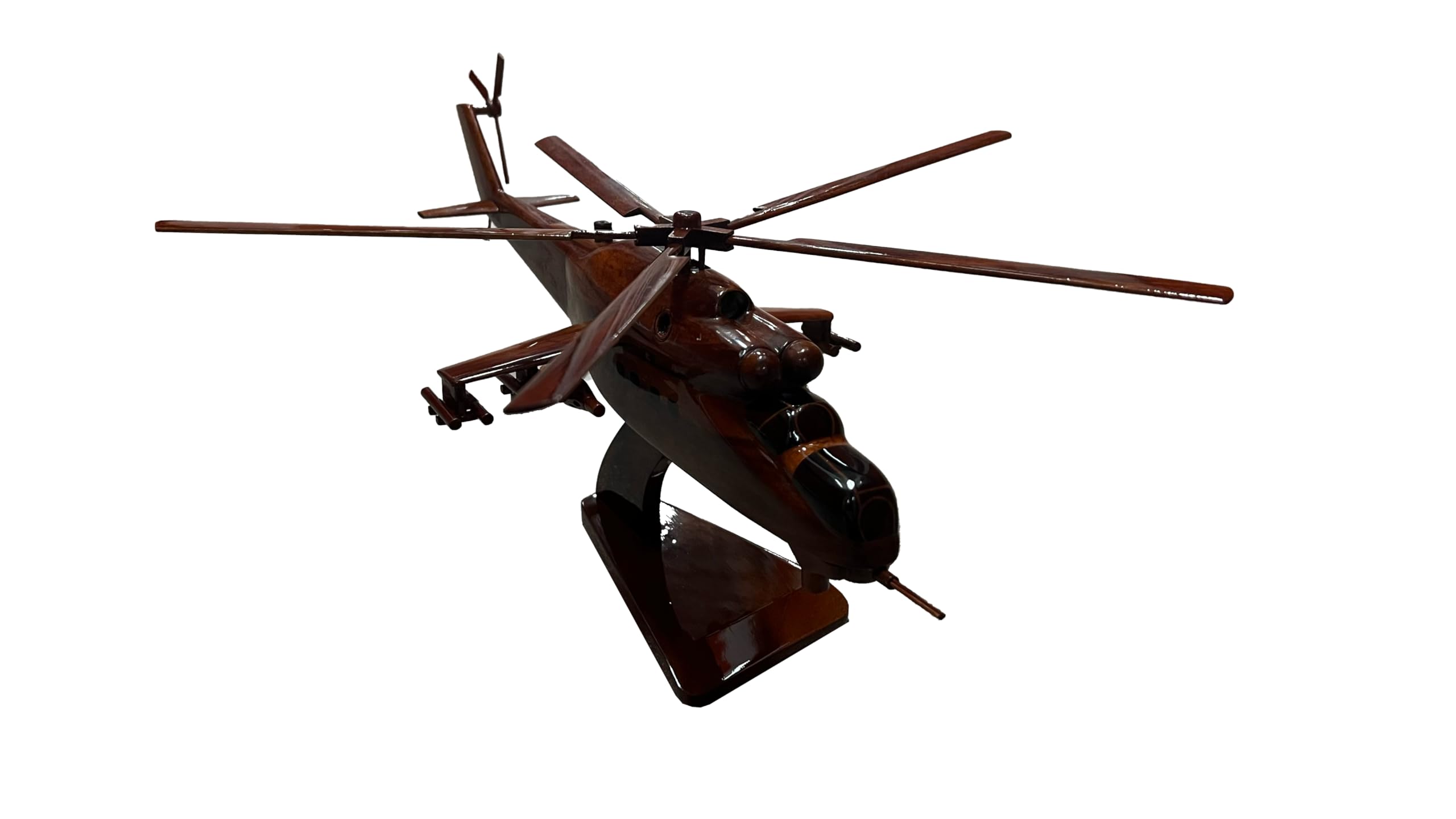 MI-24 Hind Helicopter Model - Premium Mahogany Wood Desktop Display - Perfect for Military Collectors, Office Decor & Aviation Enthusiast Gifts