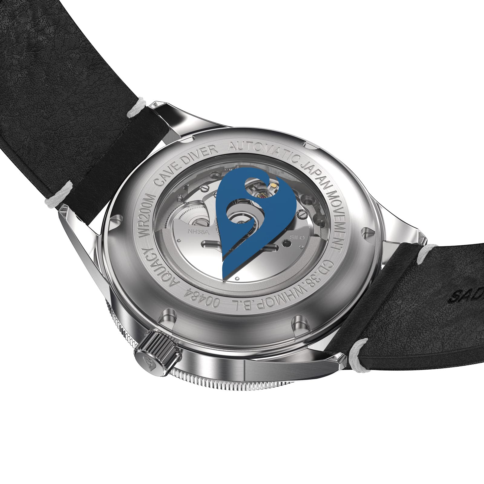 Aquacy HEI Matau Automatic Diver Watch for Men - Japanese Self-Winding Movement, 200m Water Resistant, White Mother of Pearl Dial with Open Heart Design - Perfect for Scuba Diving, Cave Exploration & Luxury Everyday Wear