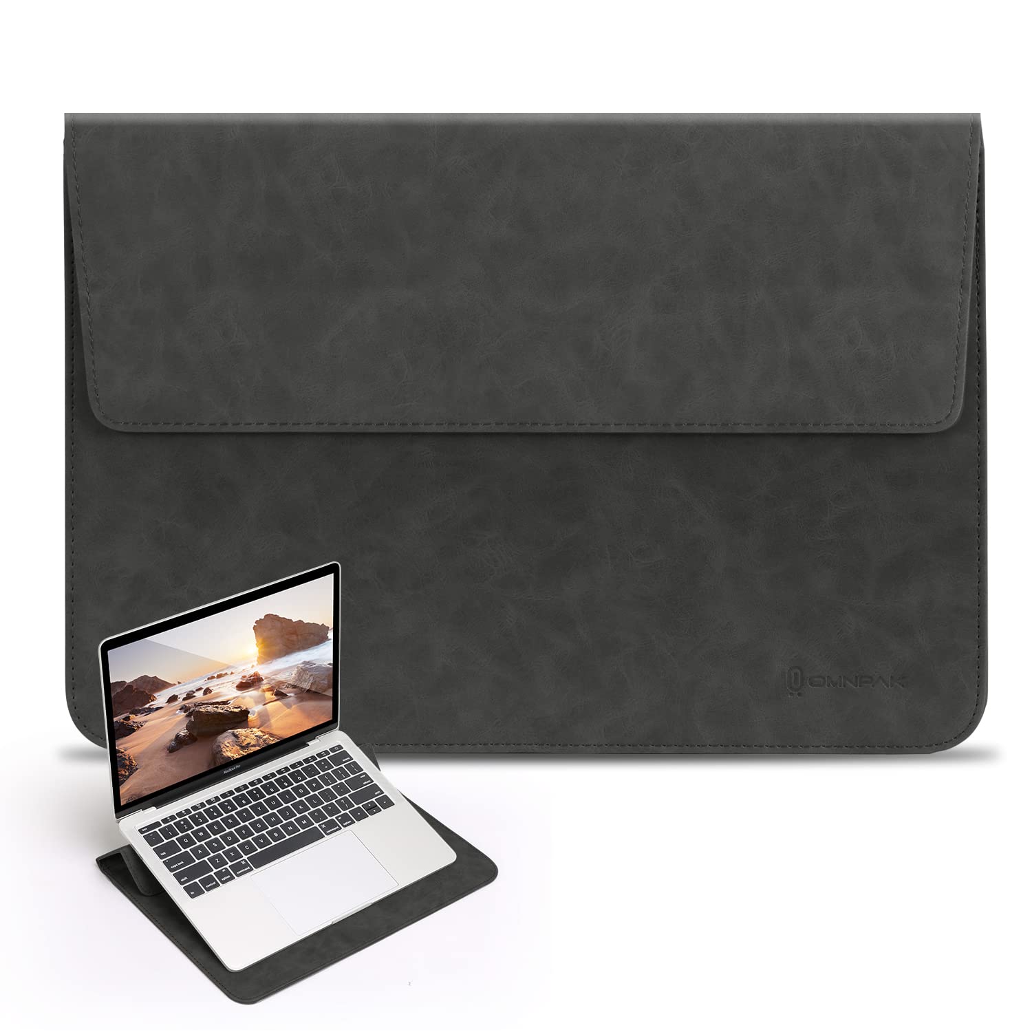 Omnpak 13.6 Inch MacBook Sleeve with Stand - Protective Case for MacBook Air/Pro 13 M1/M2, Dell XPS 13, Samsung Tab S8+, iPad Pro 12.9 - Perfect for Work, Travel & School