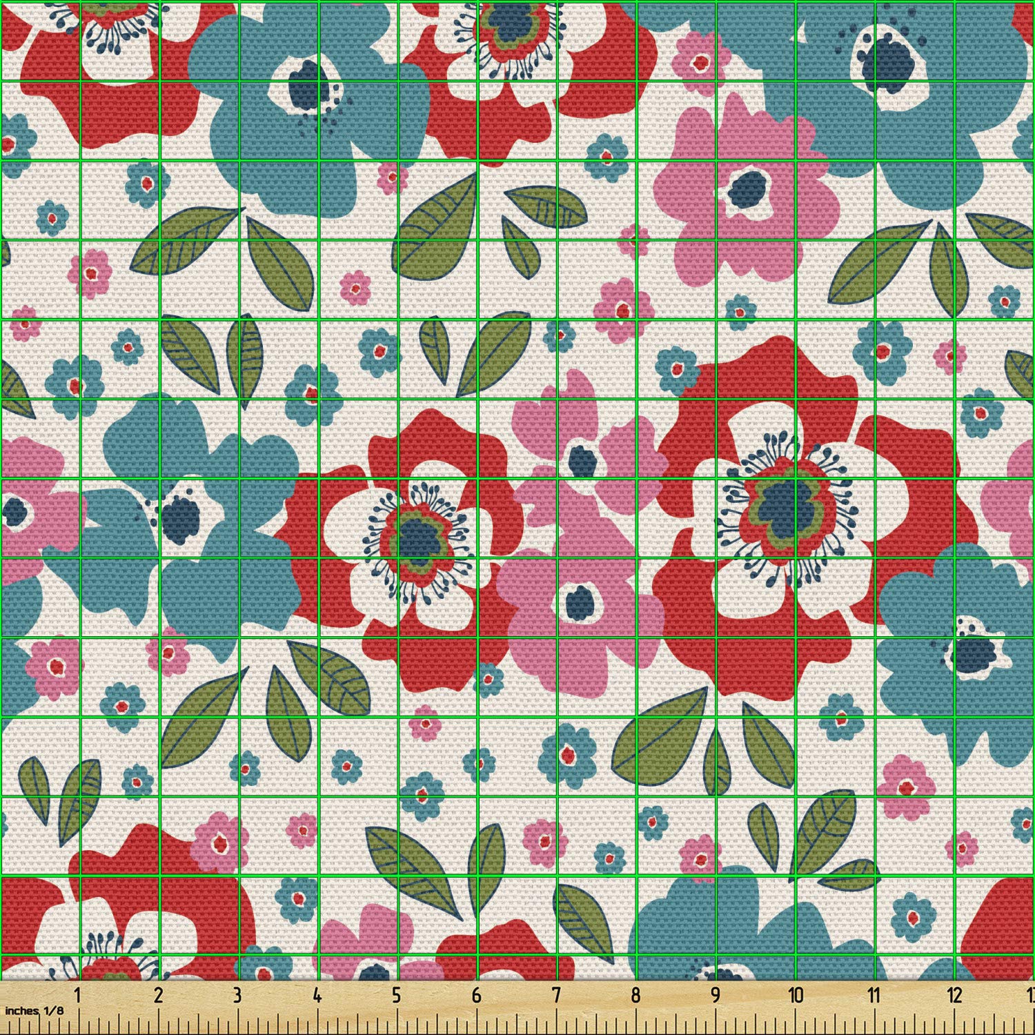 Ambesonne Floral Fabric - Spring Flowers on Eggshell, 3 Yards for Upholstery & Home Decor