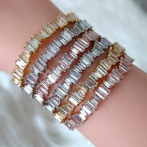 Bonjour Bracelet - Elegant French Natural Baguette Setting Jewelry for Women | Perfect for Weddings, Parties & Everyday Wear