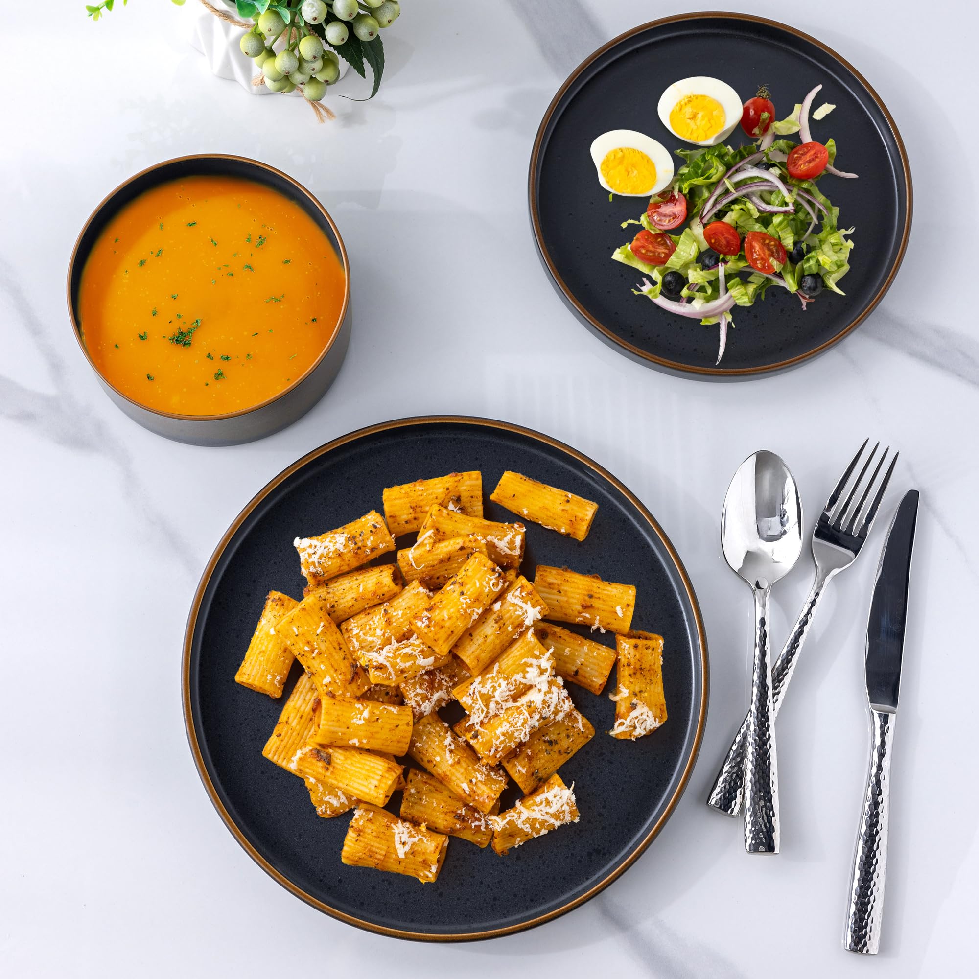 LERATIO 4-Piece Matte Ceramic Dinnerware Set - Oven, Dishwasher & Microwave Safe for Daily Use