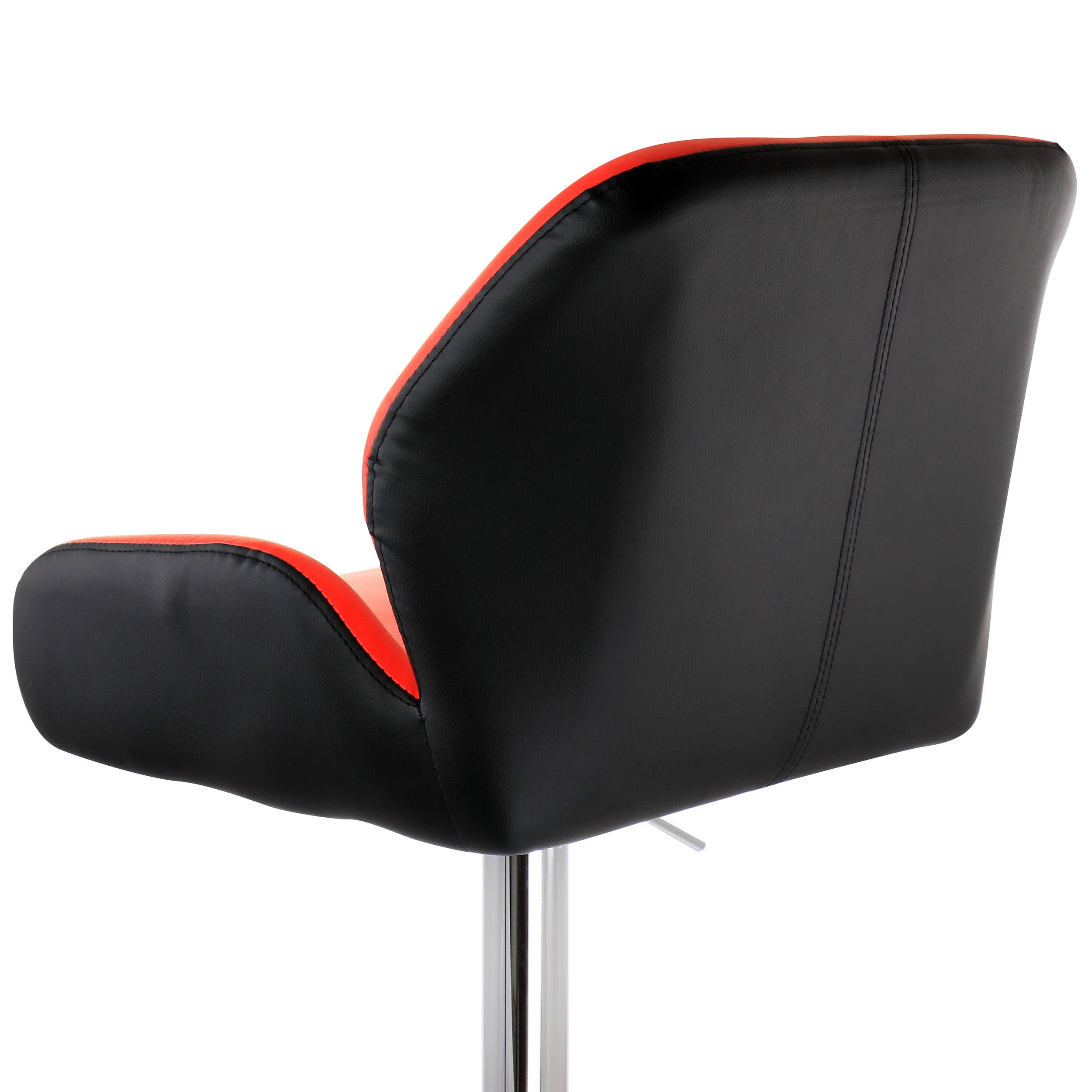 Elama 2-Piece Adjustable Bar Stool Set - Faux Leather Upholstery in Red & Black with Chrome Metal Base - Counter Height Stools for Kitchen Island, Breakfast Nook & Home Bar Decor