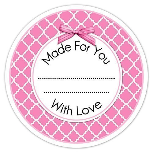 Pink and White Quatrefoil Stickers - 36 Pack Kitchen Labels for Organization | DIY Food Storage, Pantry, Spice Jar & Homemade Canning Labels