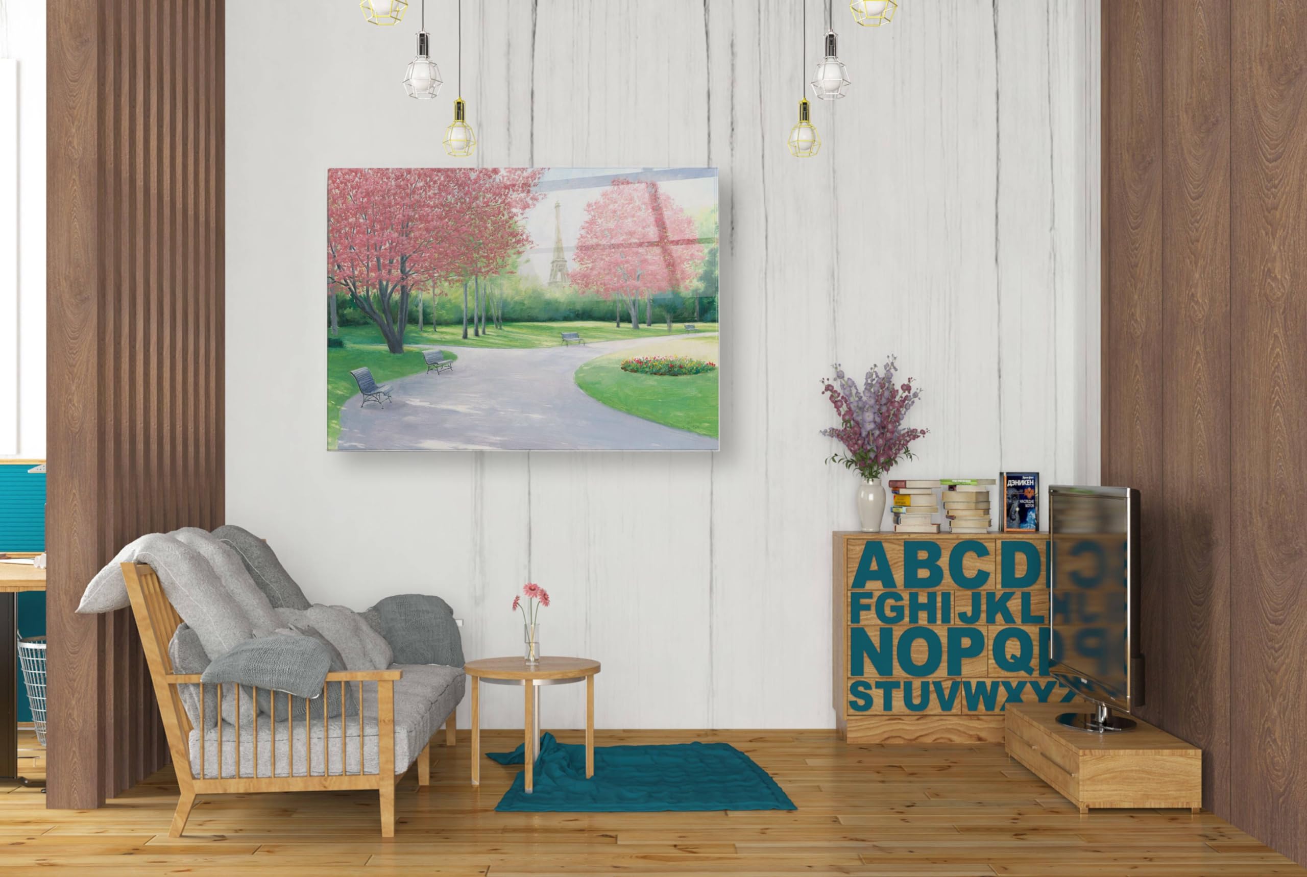 James Wiens 'Parisian Spring' Acrylic Glass Wall Art - 24x36 Inches Modern Abstract Painting for Living Room, Bedroom & Office Decor