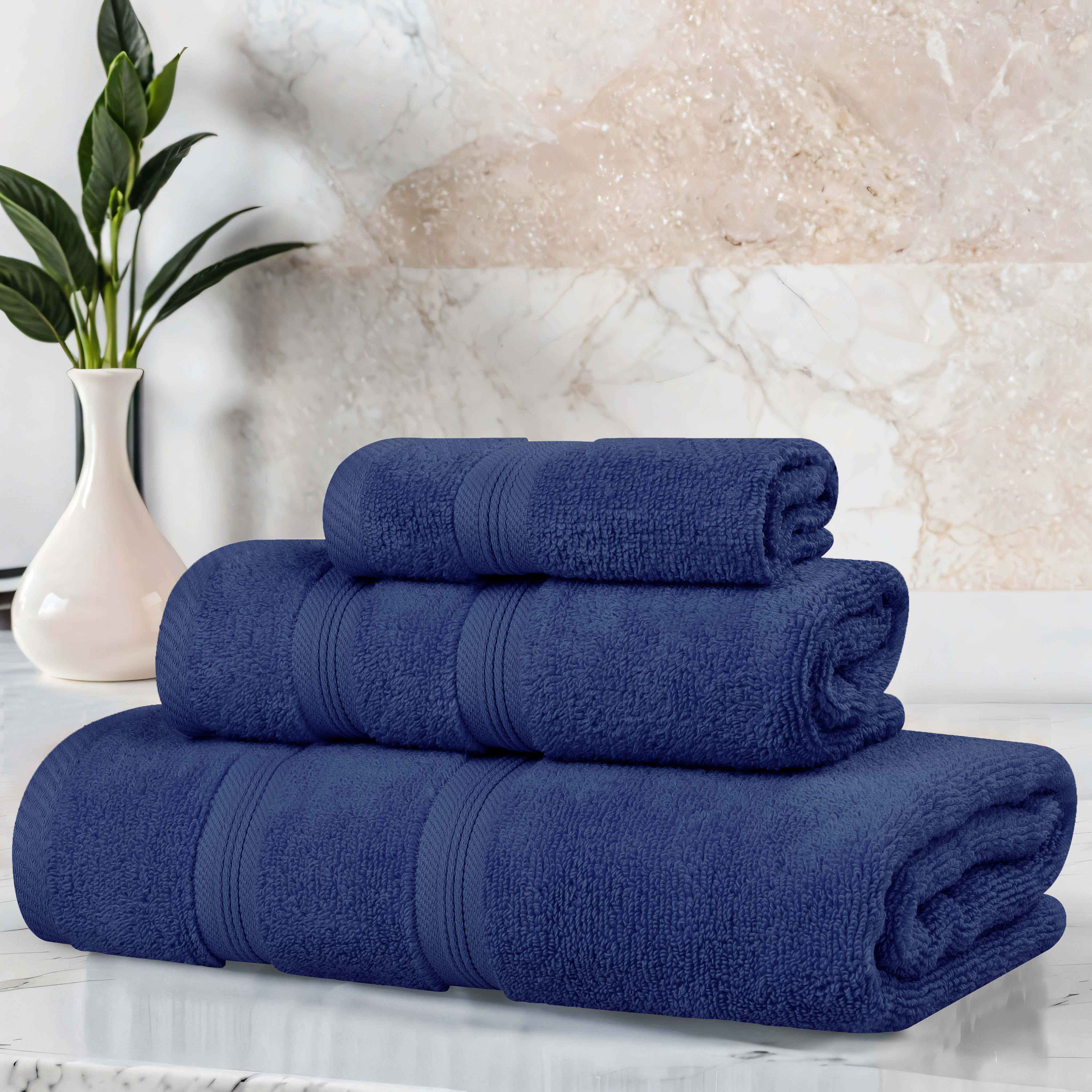 Premium Smart Dry Zero Twist Cotton 3-Piece Towel Set - Ultra Soft & Absorbent Bath Towels for Spa, Gym & Luxury Home Use