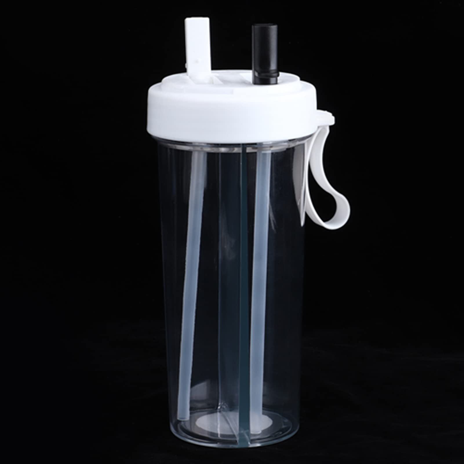 600ml Creative Straw Water Bottle - Insulated Stainless Steel Hydration Cup with Lid for Gym, Office & Outdoor Activities (White)