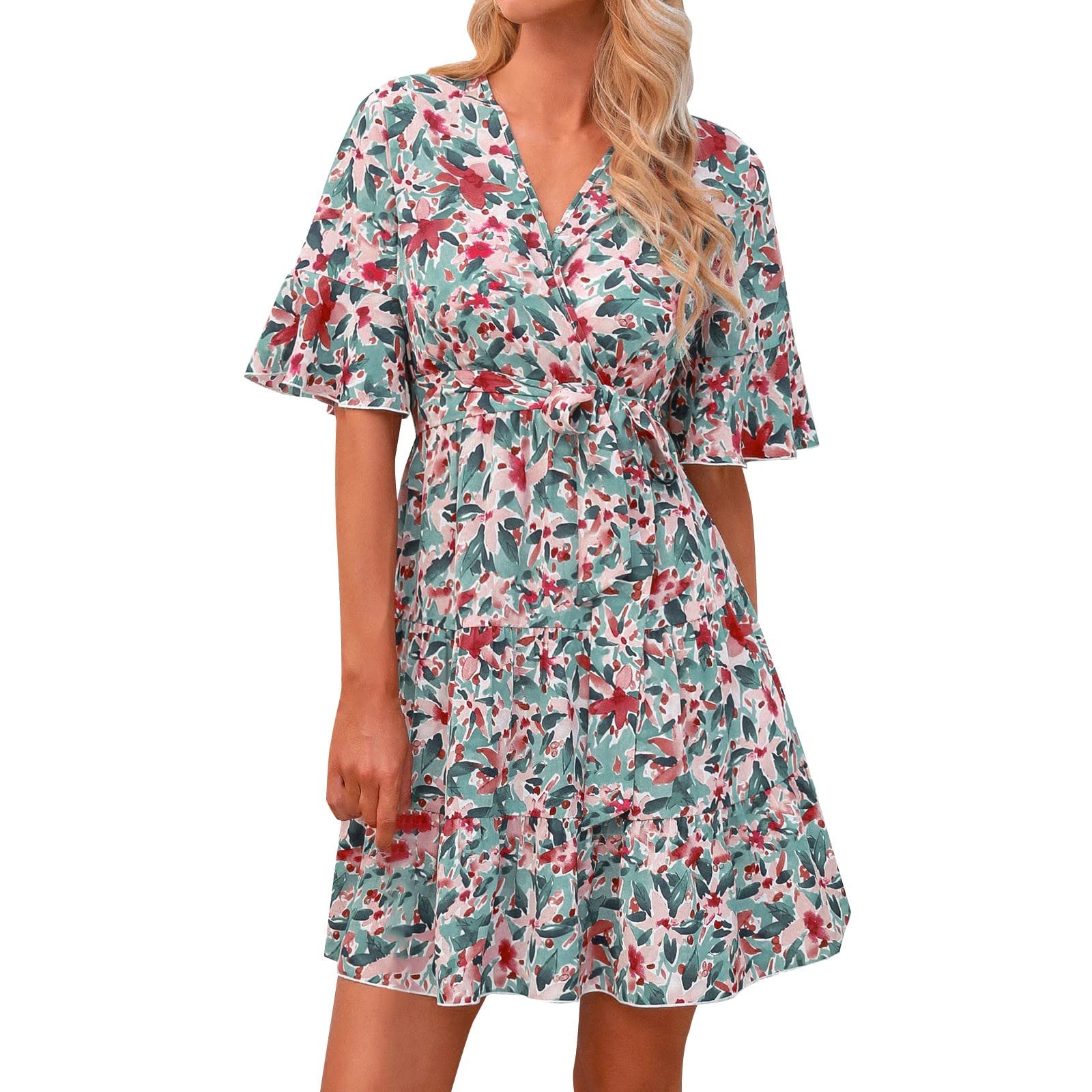 Women's Sexy Summer Floral Printed Bohemian Maxi Sundress - Sleeveless V-Neck Flowy Beach Dress for Vacation, Party & Casual Wear