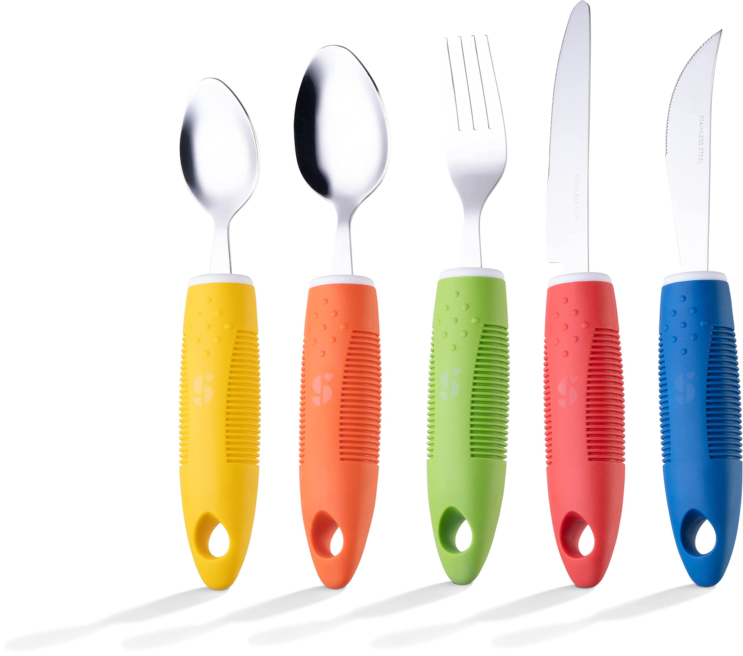 Special Supplies Adaptive Utensils (5-Piece Kitchen Set) - Wide Non-Slip Handles for Hand Tremors, Arthritis & Parkinson’s - Stainless Steel Knives, Forks & Spoons - Elderly & Disabled Friendly - Perfect for Daily Meals & Assisted Living