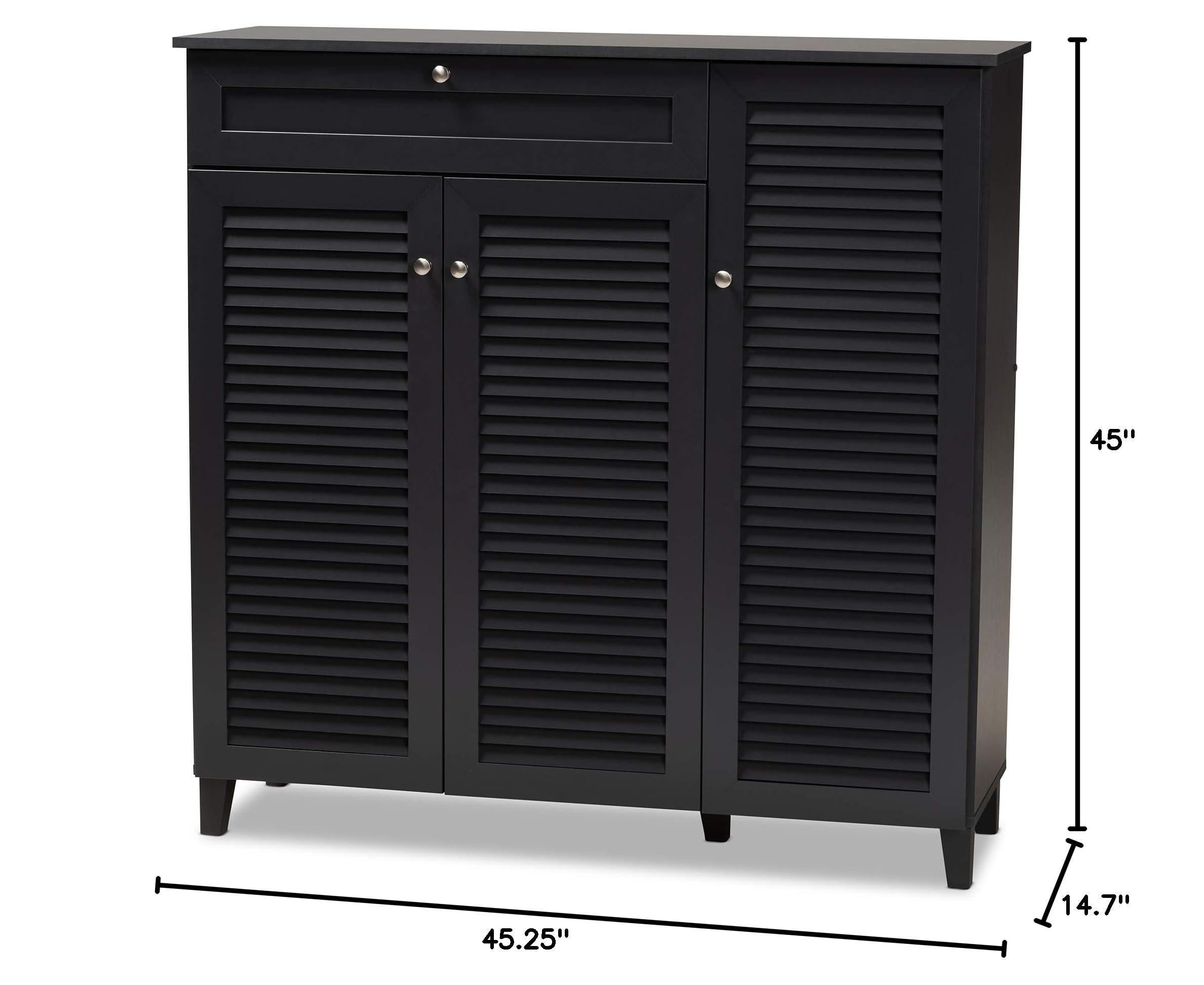 Baxton Studio Shoe Cabinet with Storage - Modern Gray Entryway Organizer for Shoes, Boots & Accessories | Perfect for Small Spaces, Hallways & Closets