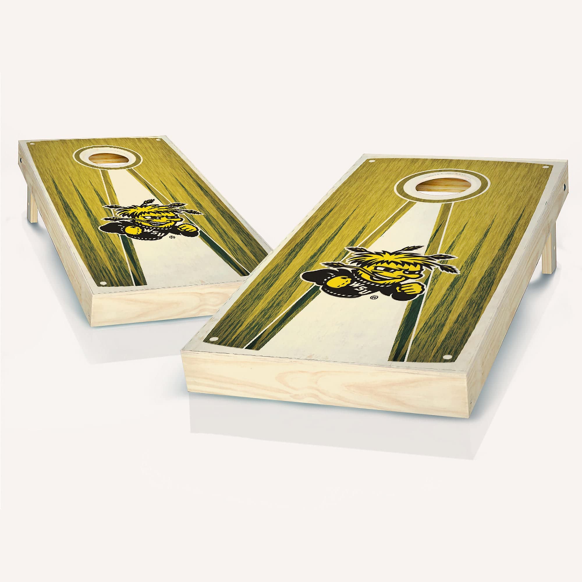 Premium Wichita Pyramid Cornhole Game Set - 2 Wooden Boards & 8 Bean Bags for Outdoor Lawn Games, Tailgating, Backyard Parties and BBQ Events
