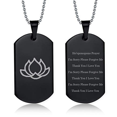 LF Ho'oponopono Prayer Necklace for Men & Women - Stainless Steel Lotus Flower Pendant with OM Symbol - Spiritual Jewelry for Meditation, Yoga & Healing - Meaningful Gift for Birthday, Christmas & Special Occasions - Perfect for Daily Wear, Mindfulness Practice & Positive Energy