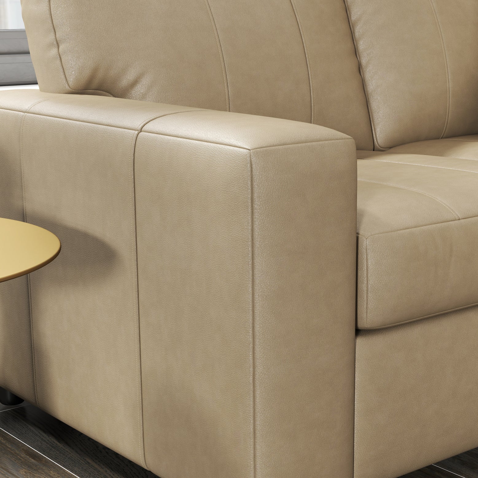 Roundhill Furniture Sakan Genuine Leather Upholstered Loveseat Sofa - Modern Two-Seater for Living Room, Lounge & Office
