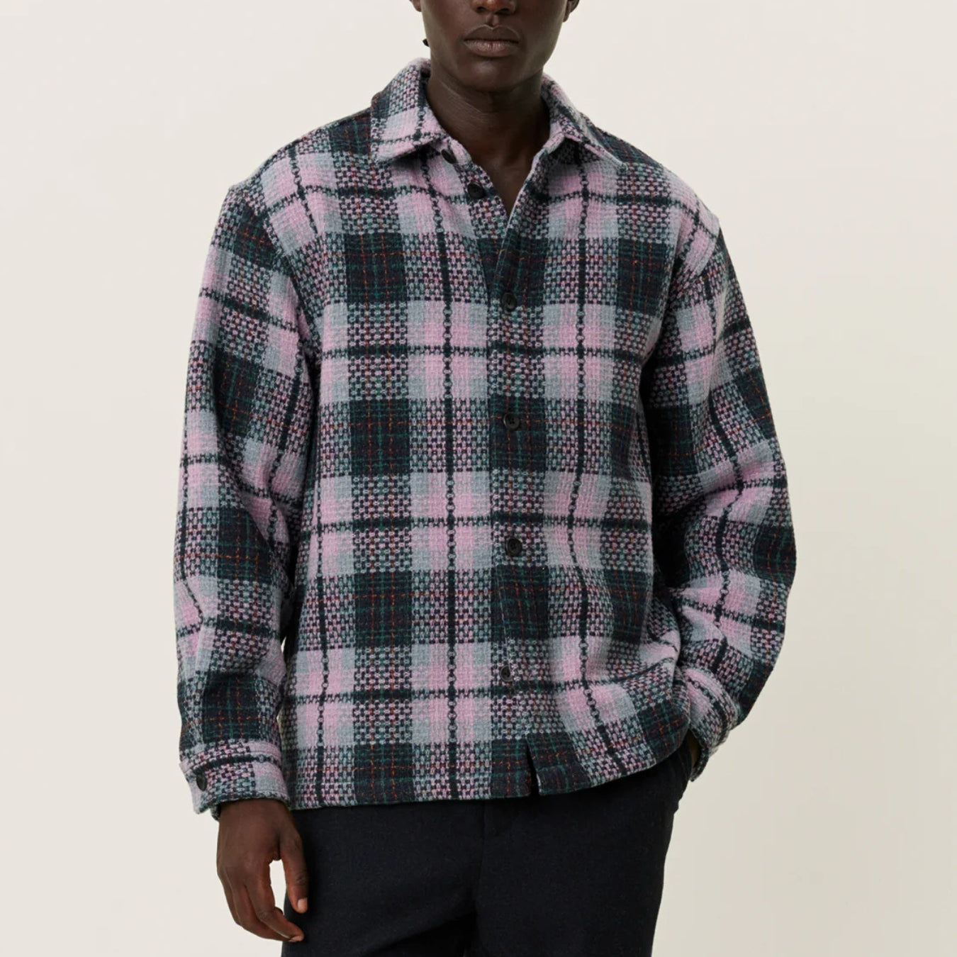 Dark Navy & Rose Jonathan Check Overshirt - Stylish Flannel Shirt Jacket for Men | Perfect for Casual Outfits, Layering in Fall & Spring, Outdoor Adventures