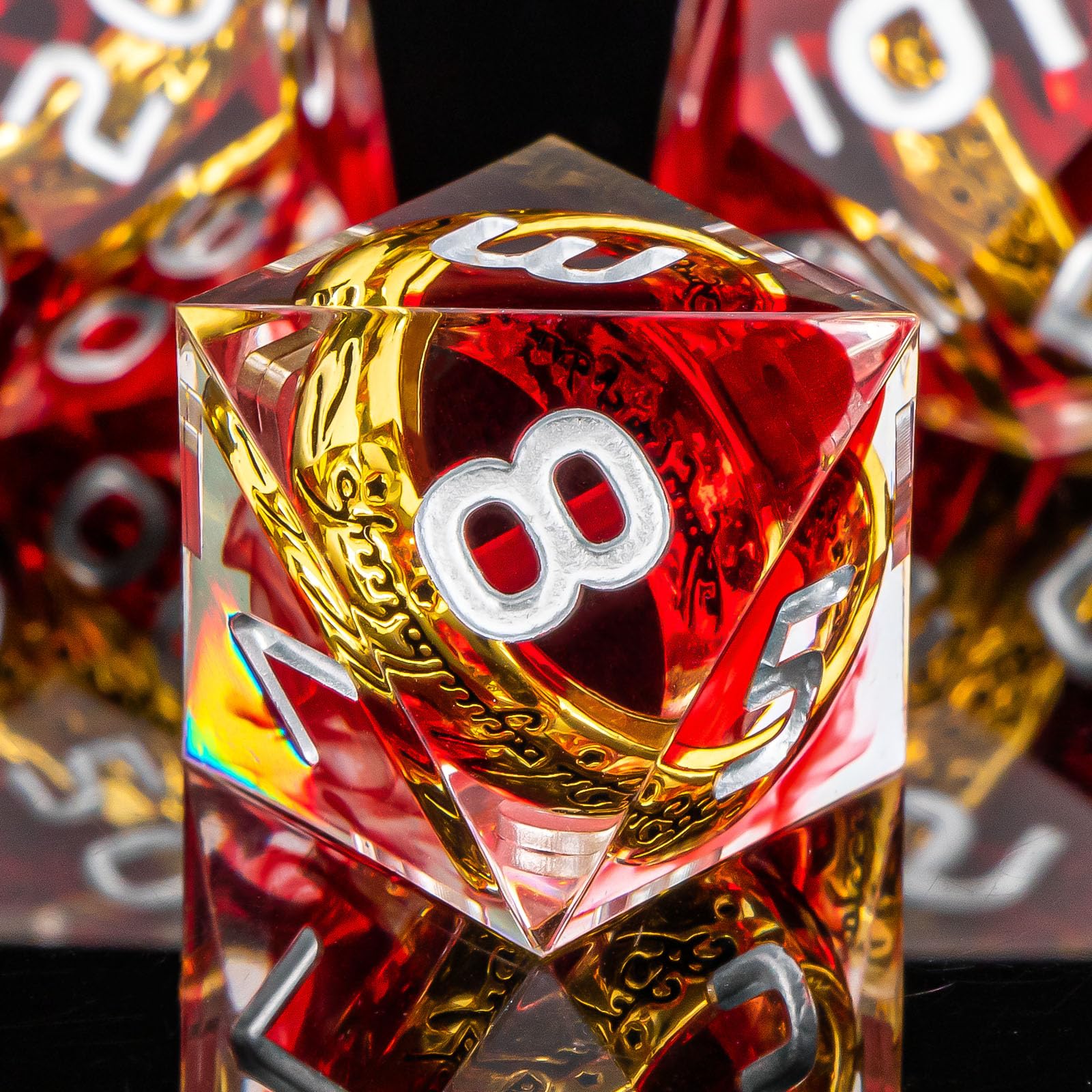 OUKELANWO Sharp Edge Resin D&D Dice Set - 7Pcs Polyhedral RPG Dice for Dungeons & Dragons (D20, D12, D10, D8, D6, D4) with Storage Box | Perfect for Tabletop Gaming, DND Campaigns & Role Playing Adventures