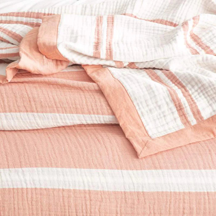 Renee Taylor MYSTIC Brighton Washed Cotton Textured Blanket - Soft & Cozy for Bedroom, Living Room, or Outdoor Picnics