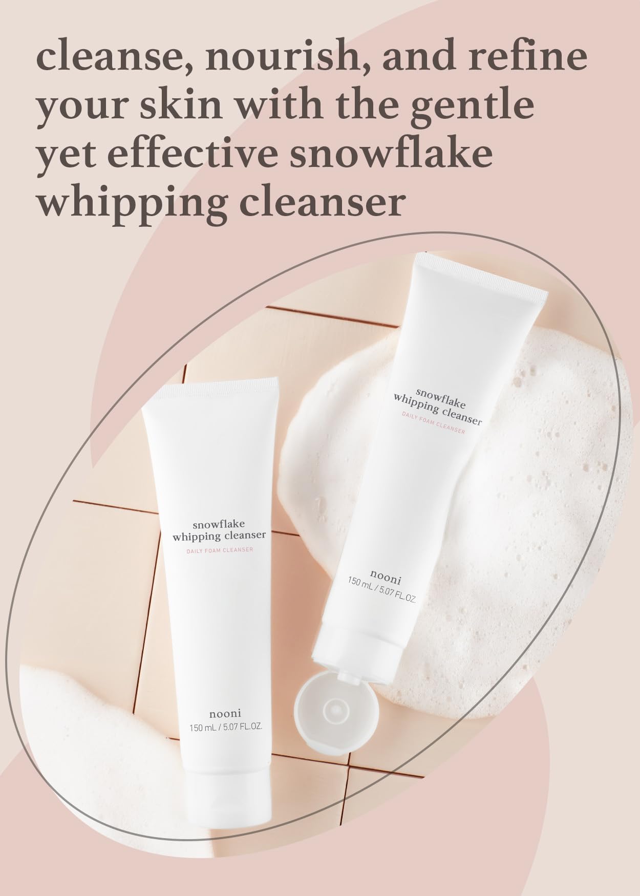 NOONI Korean Facial Cleansing Oil & Foam Wash Bundle - Snow Aqua 0 LHA Toning Pore Care Oil Cleanser (200ml x2) + Snowflake Whipping Foam Cleanser (150ml x2) | Deep Cleansing, Hydrating & Pore Minimizing | Perfect for Double Cleansing Routine & Daily Skincare