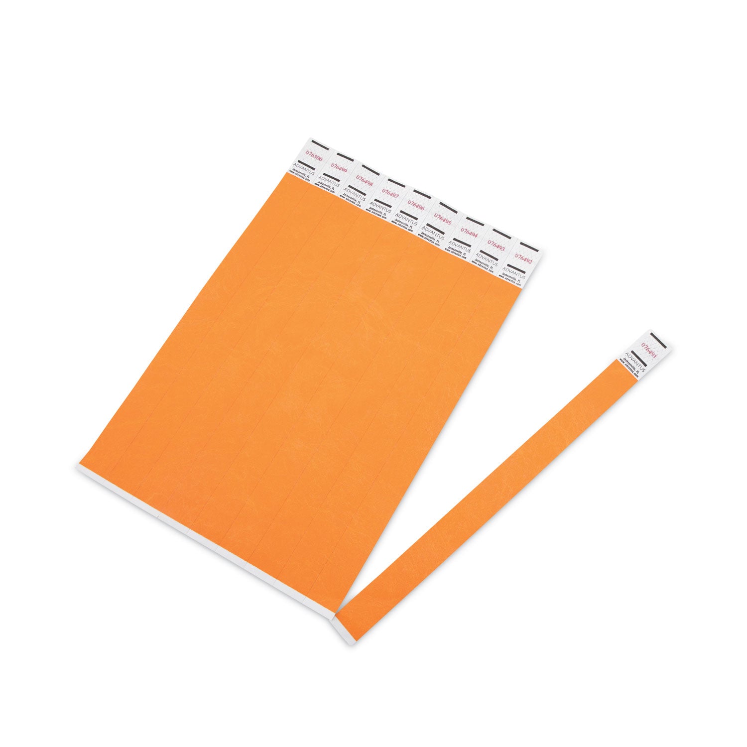 Advantus Numbered Wristbands for Crowd Control - 500 Pack of Neon Orange, 9.75