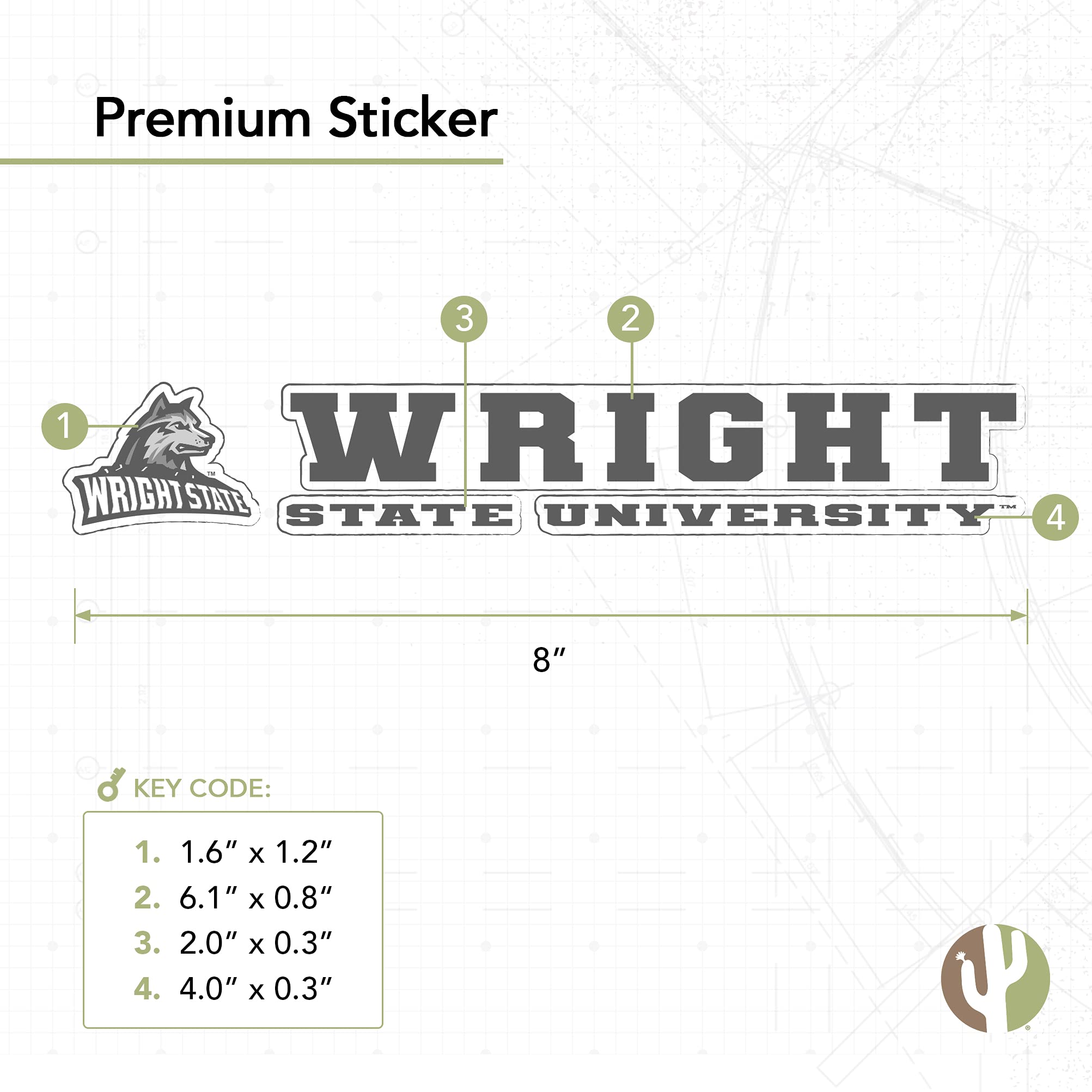 WSU Raiders Desert Cactus Vinyl Decal Sticker (8 Inch) - Wright State University Logo for Laptop, Water Bottle, Car, Scrapbook | Perfect for College Students, Alumni & Fans