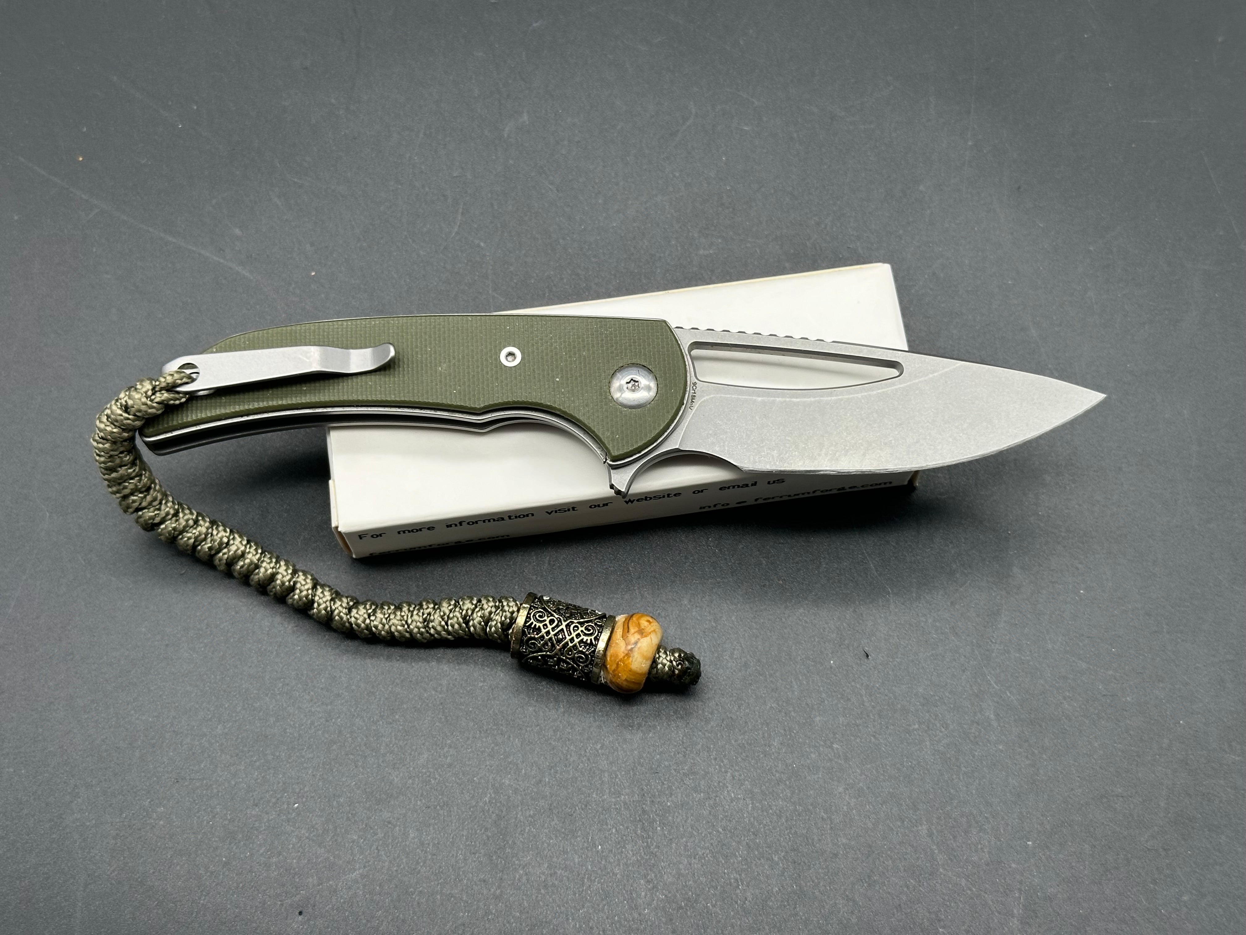 Ferrum Forge Mini Archbishop Folding Knife - Green G10 Handle, 9CR18MOV Stainless Steel Blade - EDC, Camping, Outdoor Survival Tool