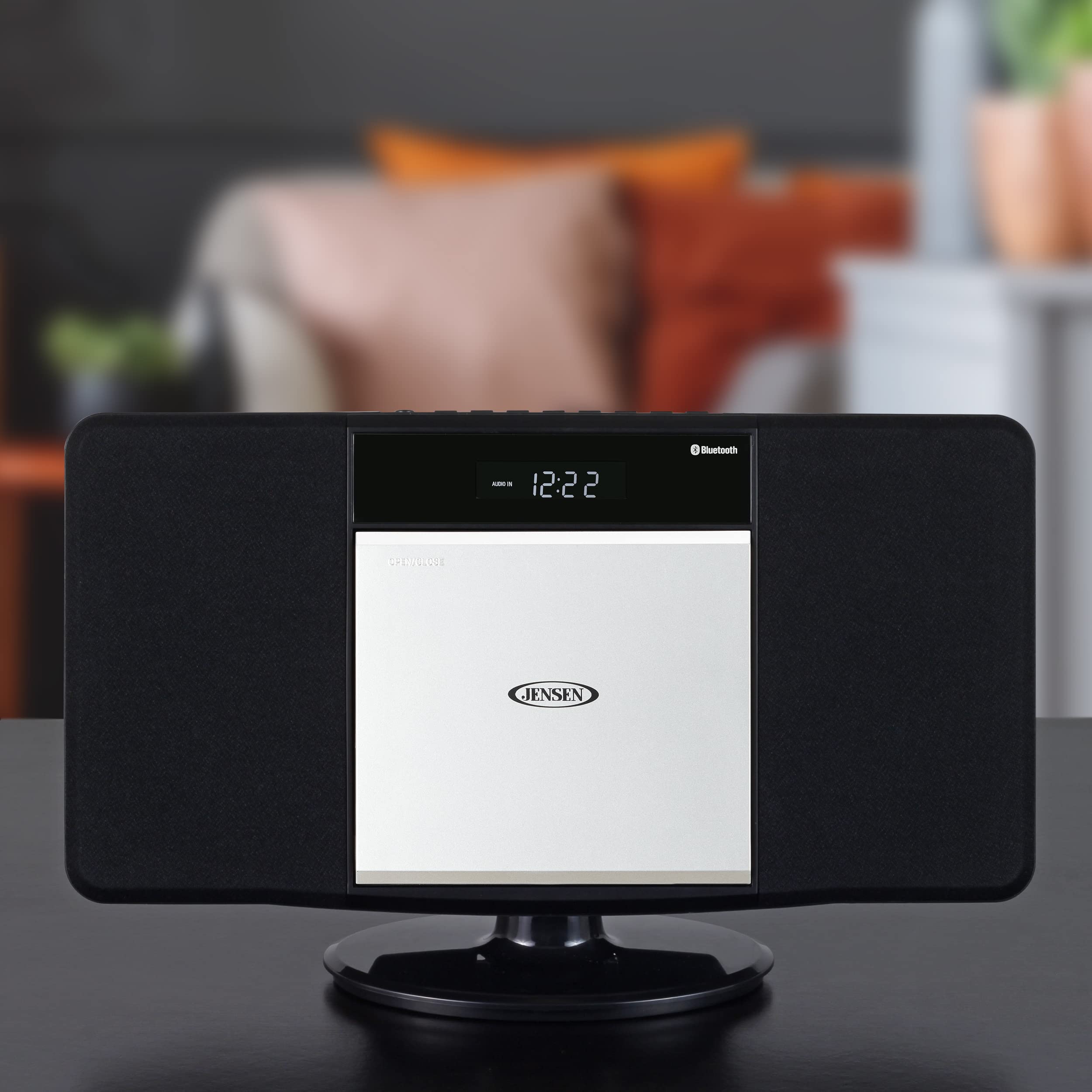 Jensen JBS-300 Modern Bluetooth Stereo Music System with CD/MP3/WMA Player, Wireless Streaming & USB Port | Digital AM/FM Stereo with Remote | Perfect for Home, Office & Party Entertainment