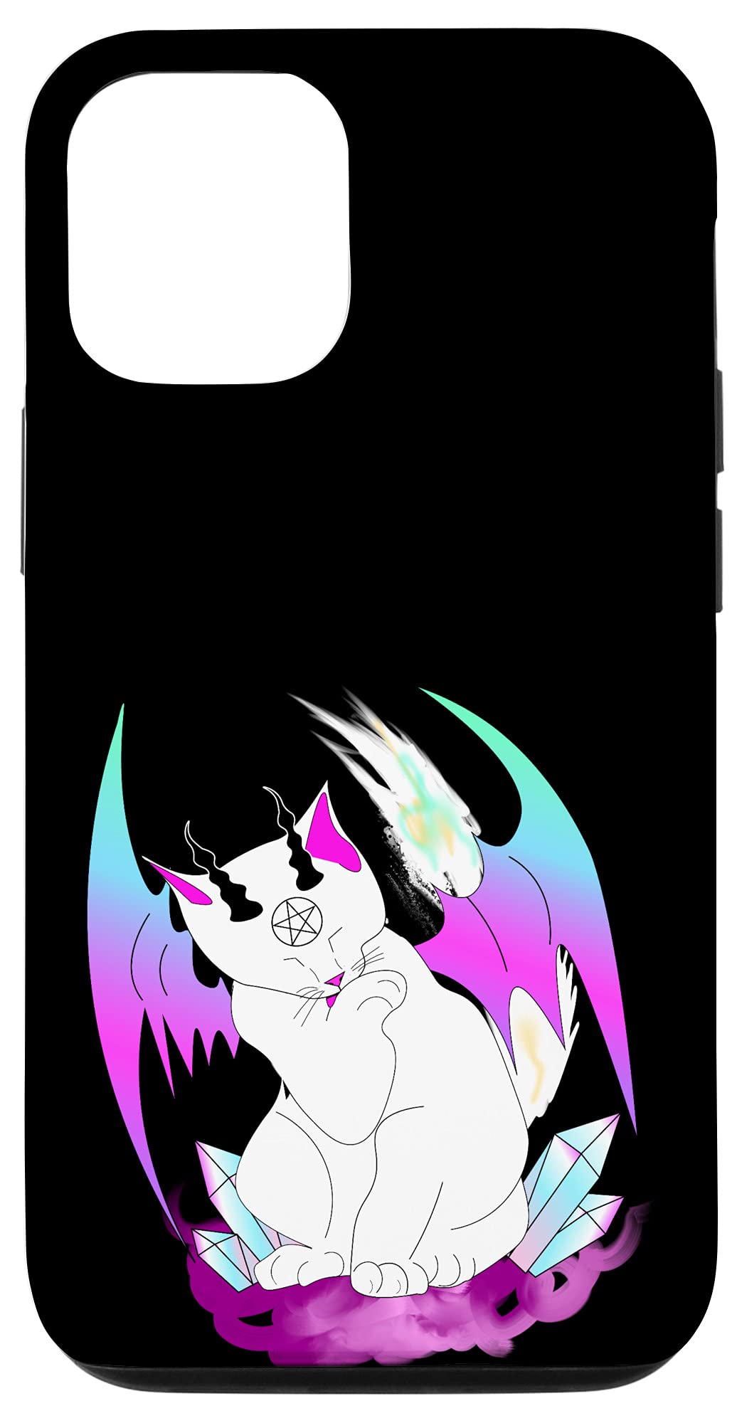 Cute Kawaii Pastel Goth Demon Kitty Case for iPhone 12/12 Pro - Trendy Witchy Cat Phone Cover for Girls & Teens - Perfect for Halloween, Cosplay & Gothic Fashion Accessories