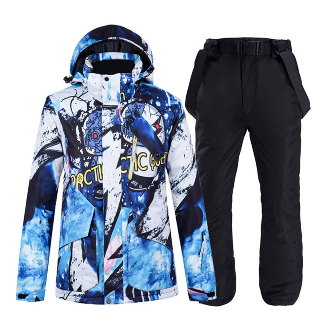Men's Windproof Ski Suits - Waterproof Winter Snowsuit Set with Hooded Jacket & Pants for Skiing, Snowboarding & Outdoor Activities