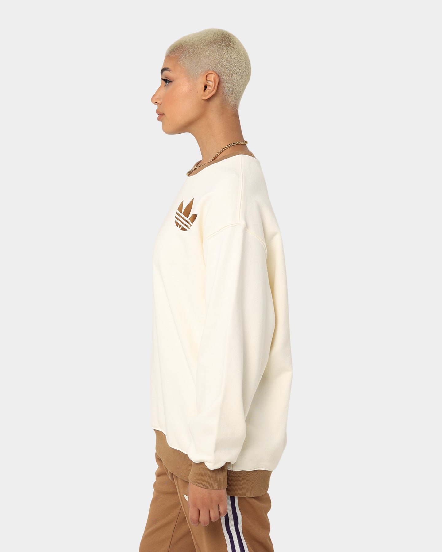Adidas Adicolor Women's Crewneck Sweatshirt - Soft Cotton Pullover Hoodie in Cream White | Casual Streetwear & Gym Essentials for Women