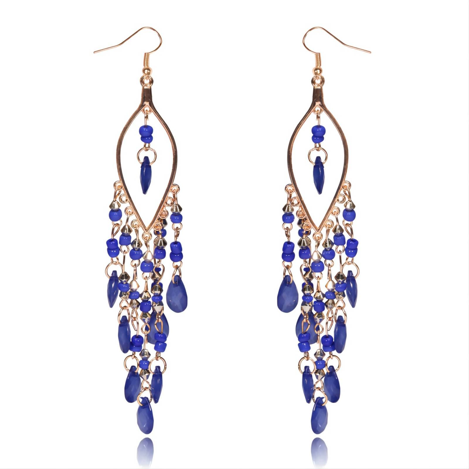 Bohemian Crystal Beaded Tassel Earrings for Women - Handmade Long Teardrop Dangle Earrings with Seed Beads | Perfect for Parties, Weddings & Boho Fashion Accessories