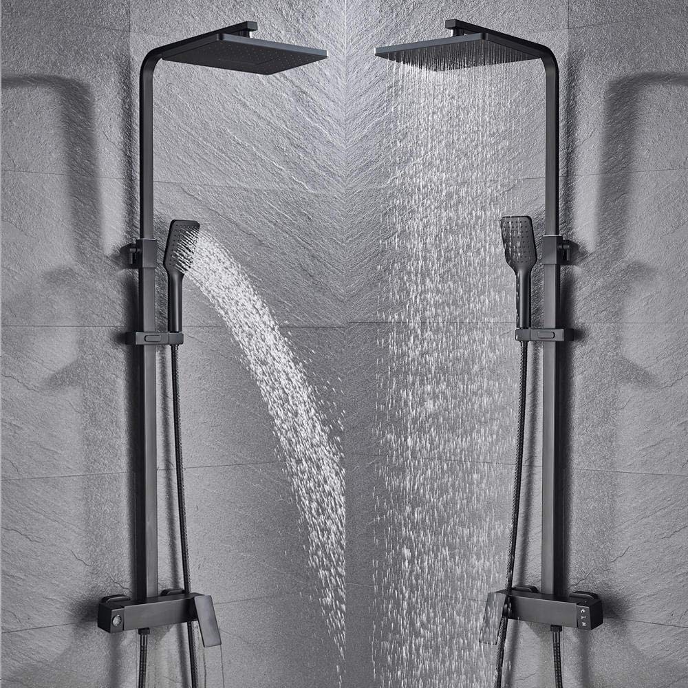 Black Wall Mounted Rain Shower Head with Mixer Tap - Premium Bathroom Shower Faucet Set for Modern Bathtub & Shower Combo | Perfect for Spa-Like Relaxation & Luxury Bathroom Upgrade