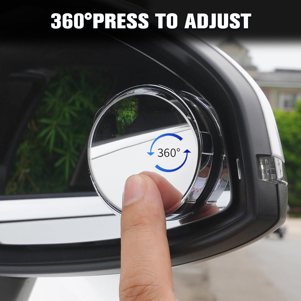 2024 New Suction Cup Car Convex Blind Spot Mirror 2PCS - 360° Wide Angle Side Mirror for All Vehicles (Silver) | Enhanced Safety, Easy Installation | Perfect for Parking, Lane Changing & Blind Spot Monitoring