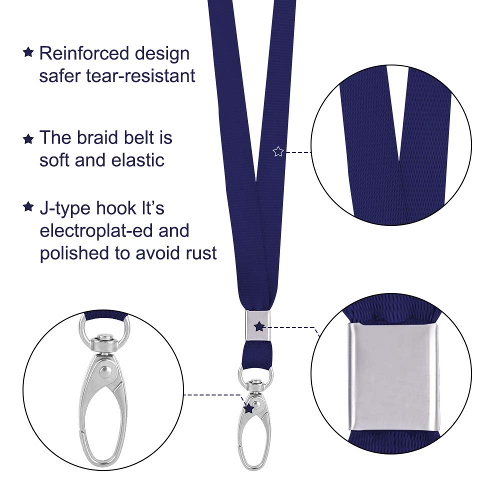 50 Pack Bulk Lanyards for ID Badges with Clips - Office & School Use