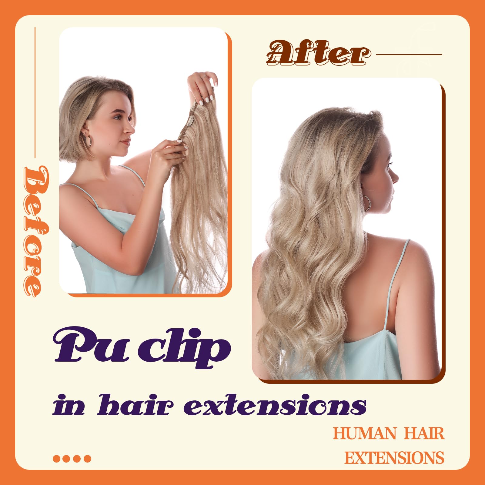Ash Blonde Clip in Hair Extensions 16 Inch 8pcs 120g - 100% Real Human Hair with Thick Ends & Seamless Blonde Highlights | Perfect for Daily Styling, Parties & Special Occasions