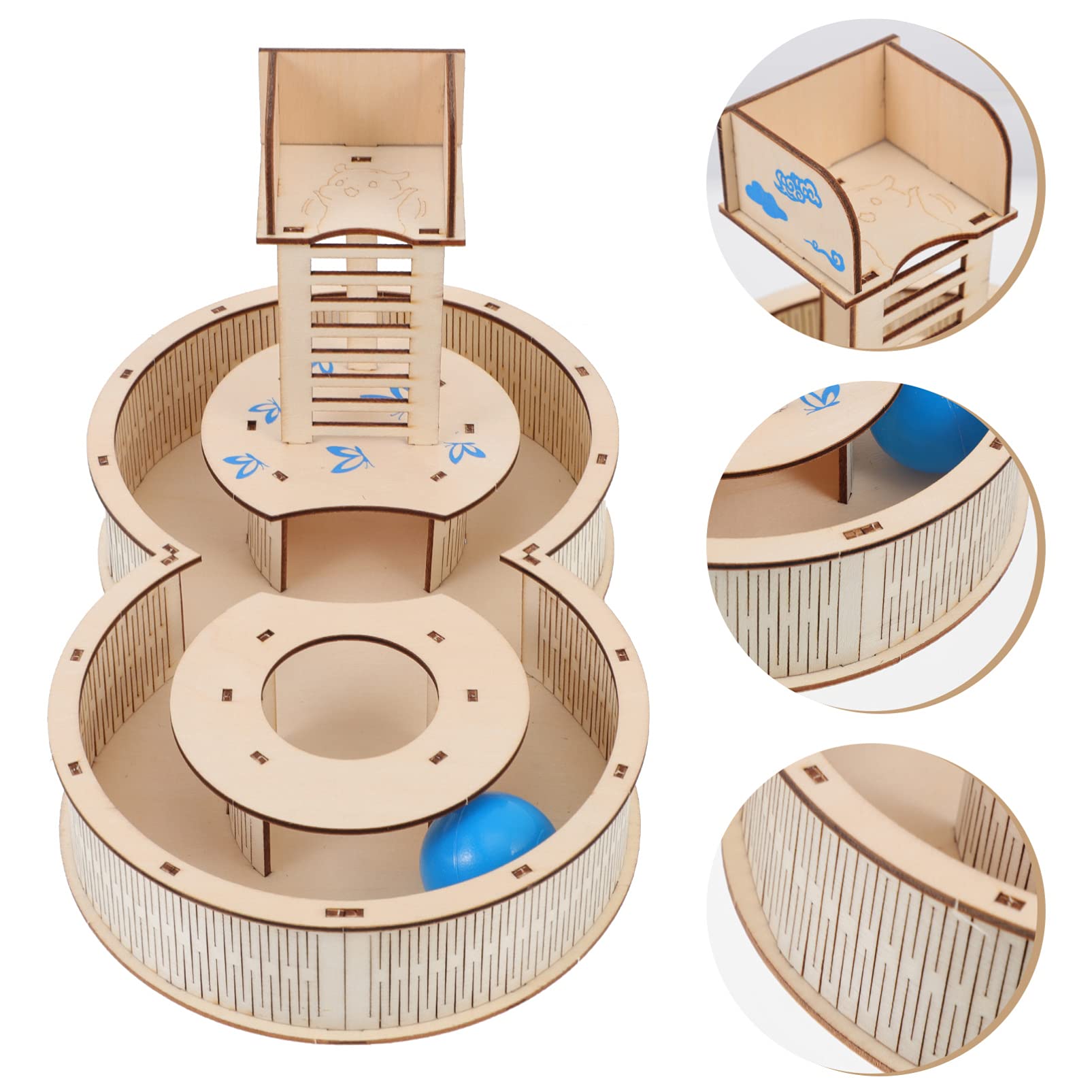 Balacoo Natural Wooden Hamster Maze Toy - Creative Gerbil Labyrinth House for Small Pets (Mice, Hamsters) - Fun Interactive Habitat & Hideout for Play & Exercise - Perfect for Cage Enrichment & Mental Stimulation