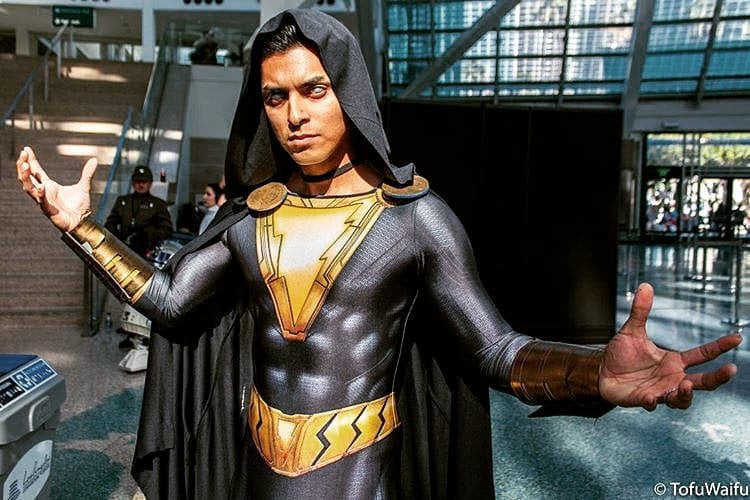 Black Adam Shazam Cosplay Costume for Men & Boys - Full Bodysuit Outfit for Halloween, Comic Con & Superhero Parties