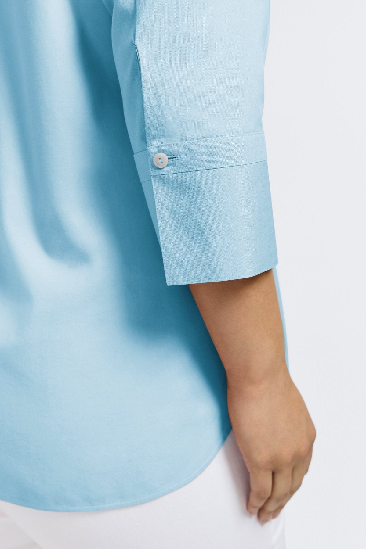 Madison Plus No Iron Pinpoint 3/4 Sleeve Tunic Shirt for Women - Wrinkle-Free Office Wear & Casual Outfits