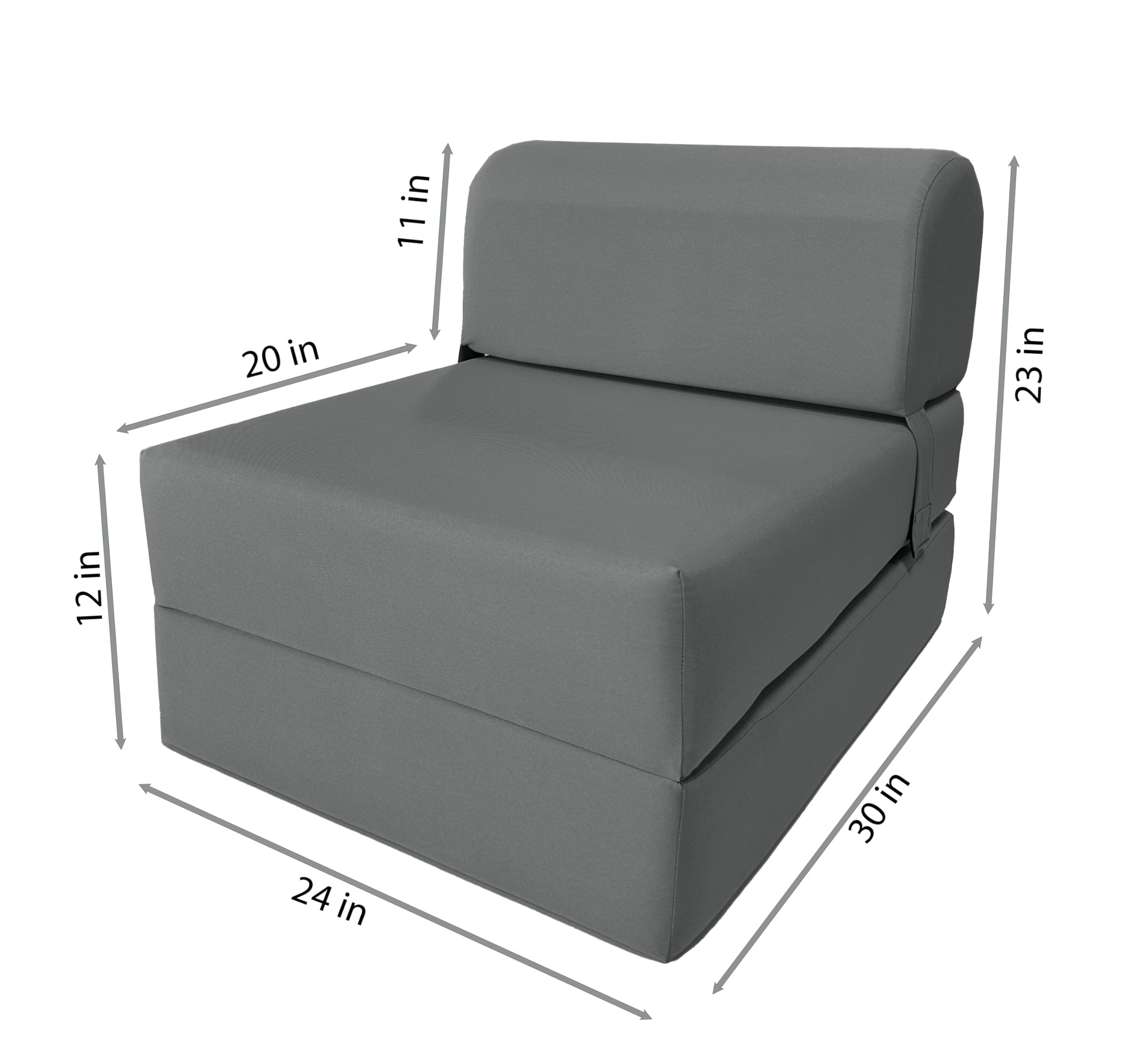 D&D Gray Futon Sleeper Chair - Foldable Convertible Sofa Bed with High Density Foam (70